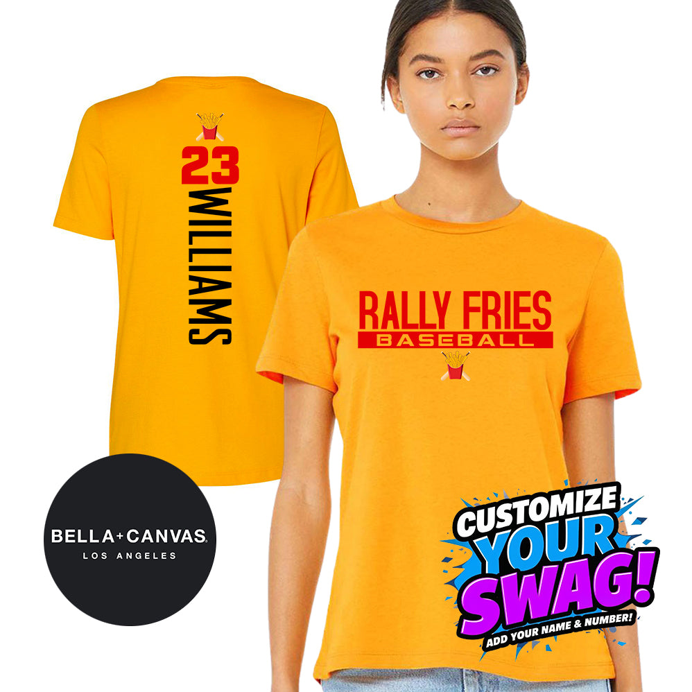 GAME TIME - Bella + Canvas B6400 Women's Relaxed Jersey Short-Sleeve T-Shirt - Team Rally Fries Baseball