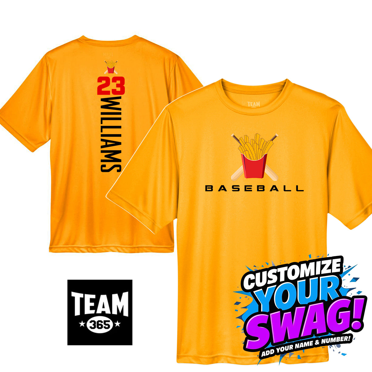 GAME TIME - Team 365 Youth & Men's Zone Performance T-Shirt - Team Rally Fries Baseball