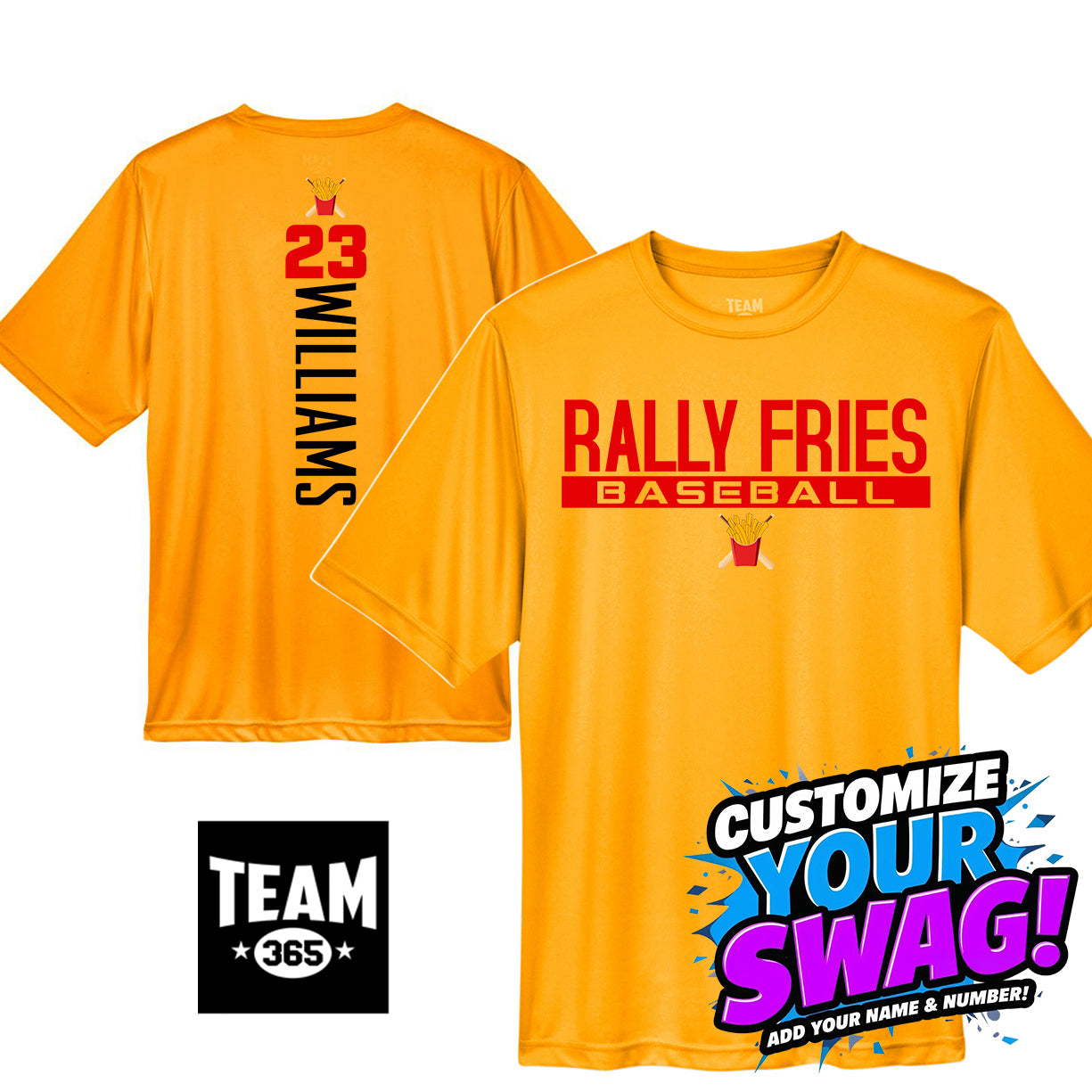 GAME TIME - Team 365 Youth & Men's Zone Performance T-Shirt - Team Rally Fries Baseball