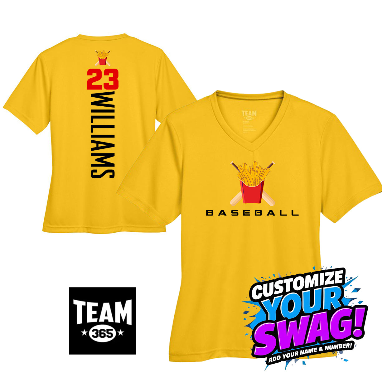 GAME TIME - Team 365 TT11W Women's Zone Performance T-Shirt - Team Rally Fries Baseball