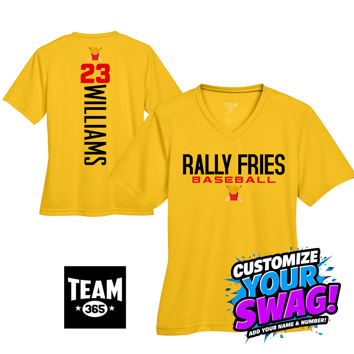 GAME TIME - Team 365 TT11W Women's Zone Performance T-Shirt - Team Rally Fries Baseball