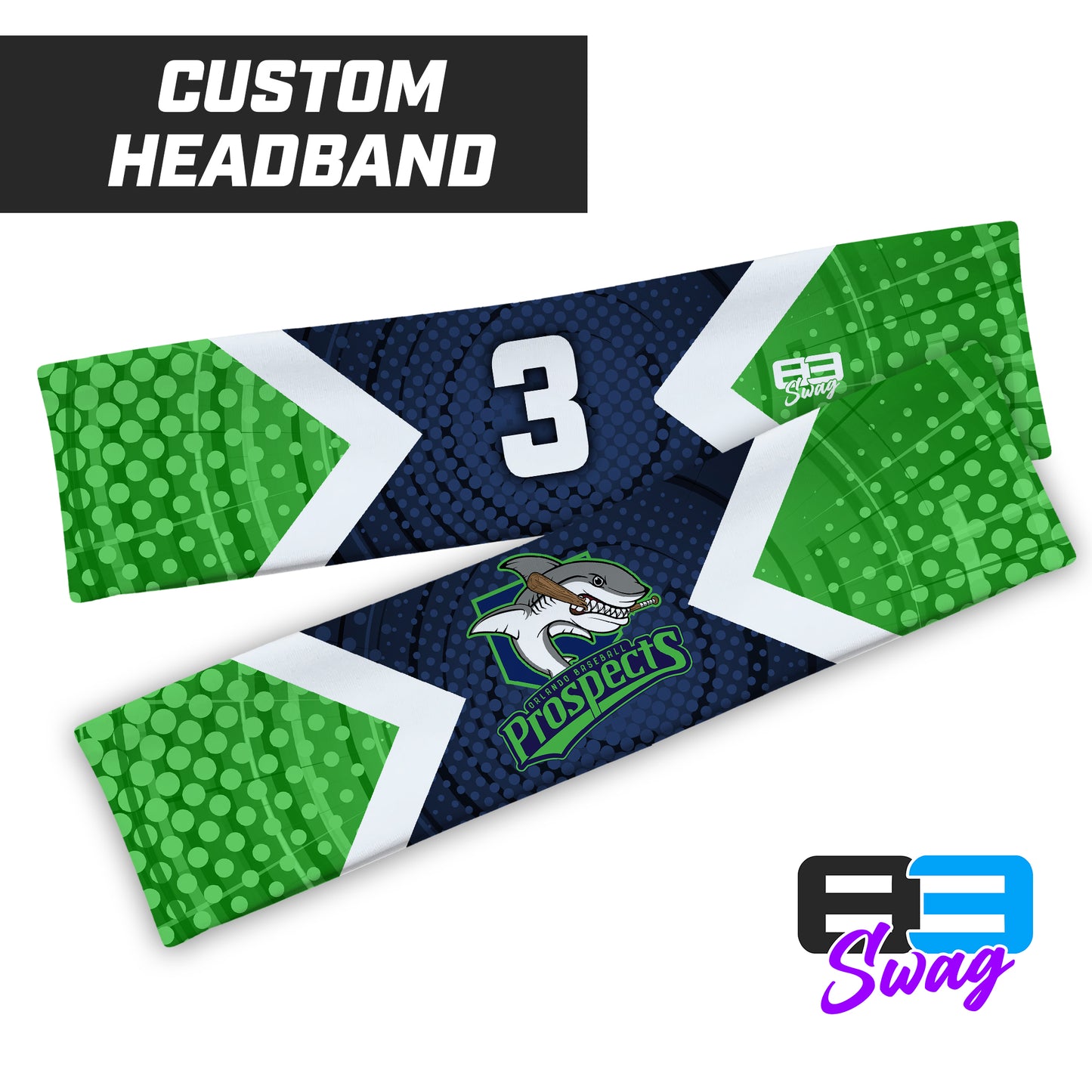 CUSTOM - Sports Headband - Orlando Baseball Prospects - OBP - Land Sharks