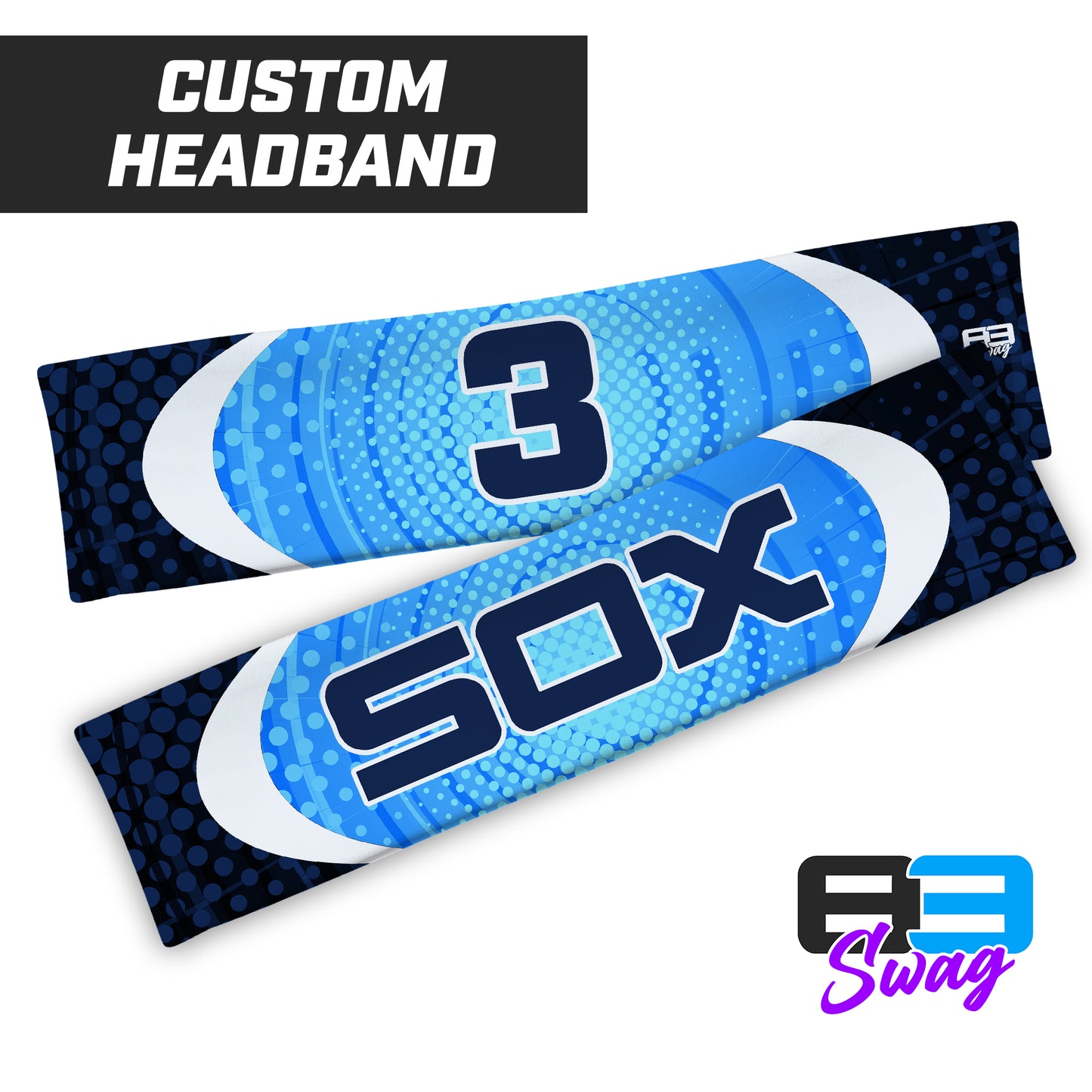 CUSTOM - Sports Headband - Blue Sox Baseball