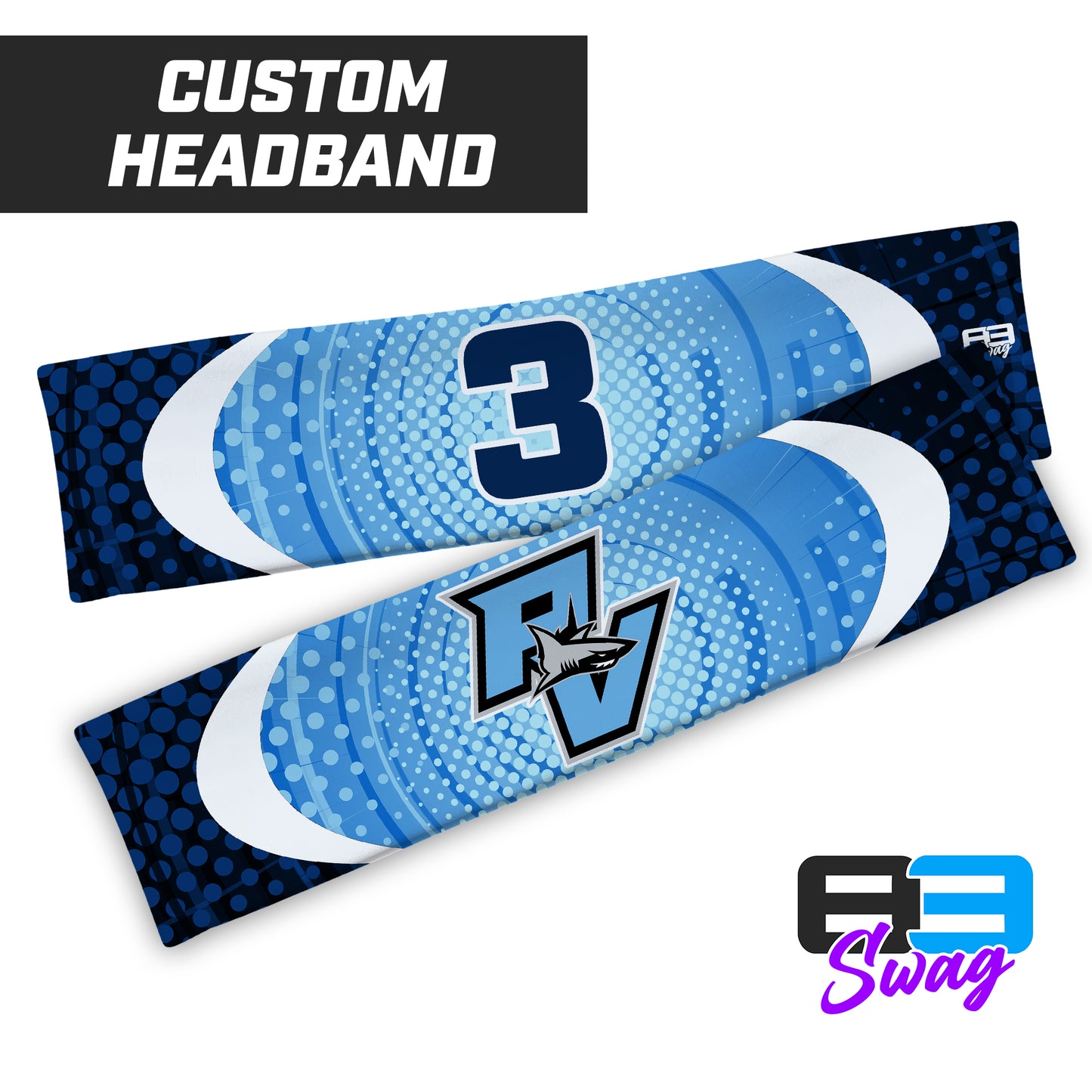 CUSTOM - Sports Headband - PVAA Sharks Baseball
