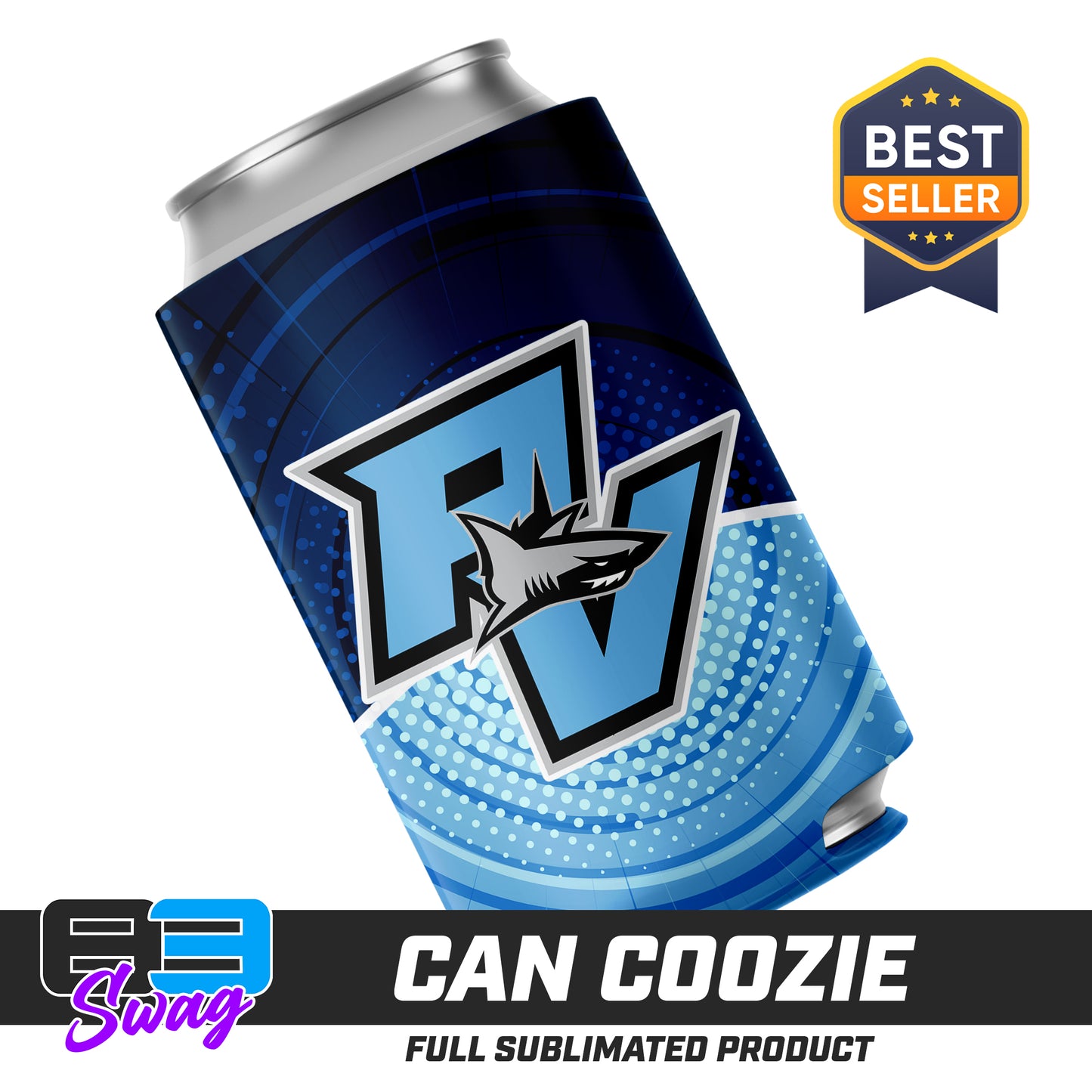 CUSTOM - Can Coozie - PVAA Sharks Baseball