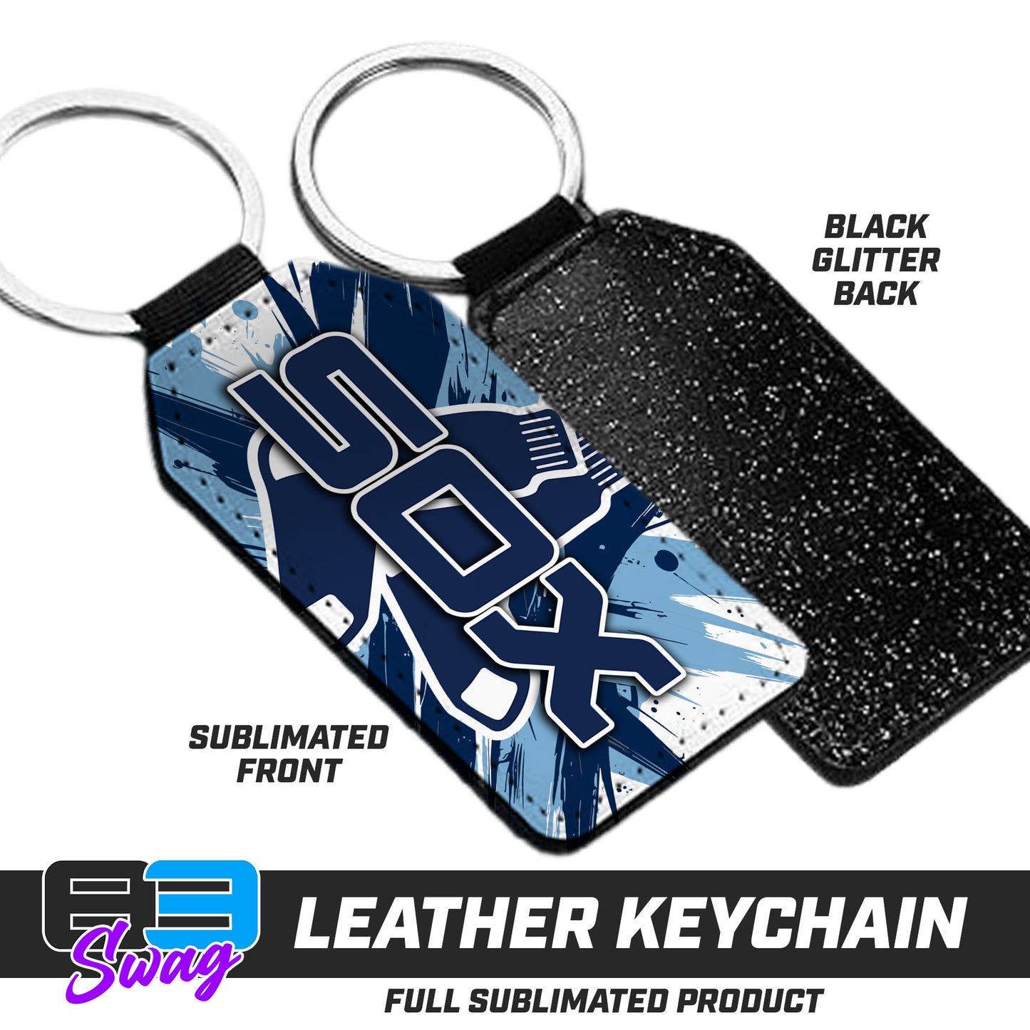 3.15" x 1.65" Leather Keychain - Blue Sox 2026 VERSION