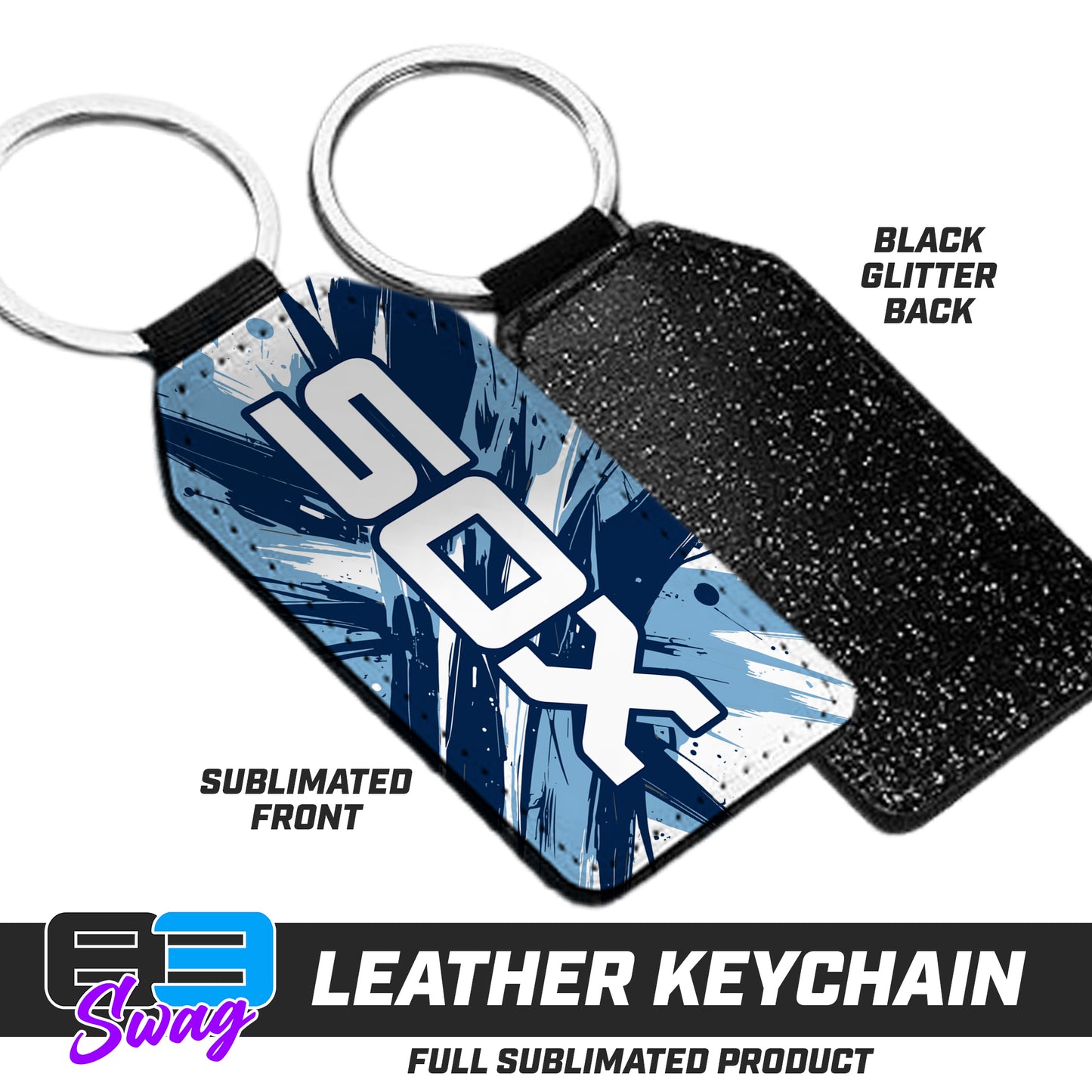 3.15" x 1.65" Leather Keychain - East Coast Sox Baseball