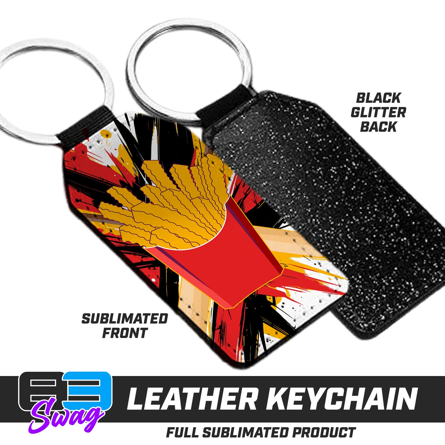 3.15" x 1.65" Leather Keychain - Team Rally Fries Baseball