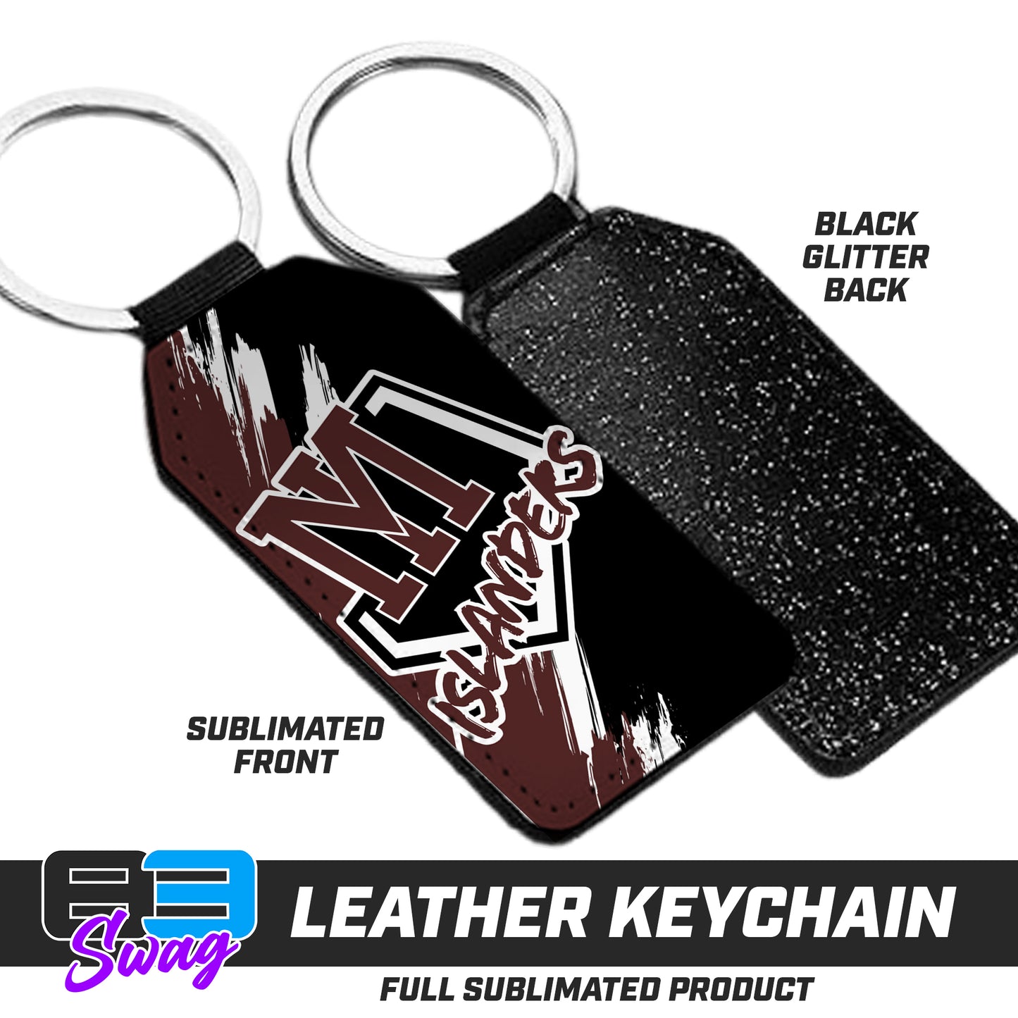 3.15" x 1.65" Leather Keychain - Mercer Islanders Baseball