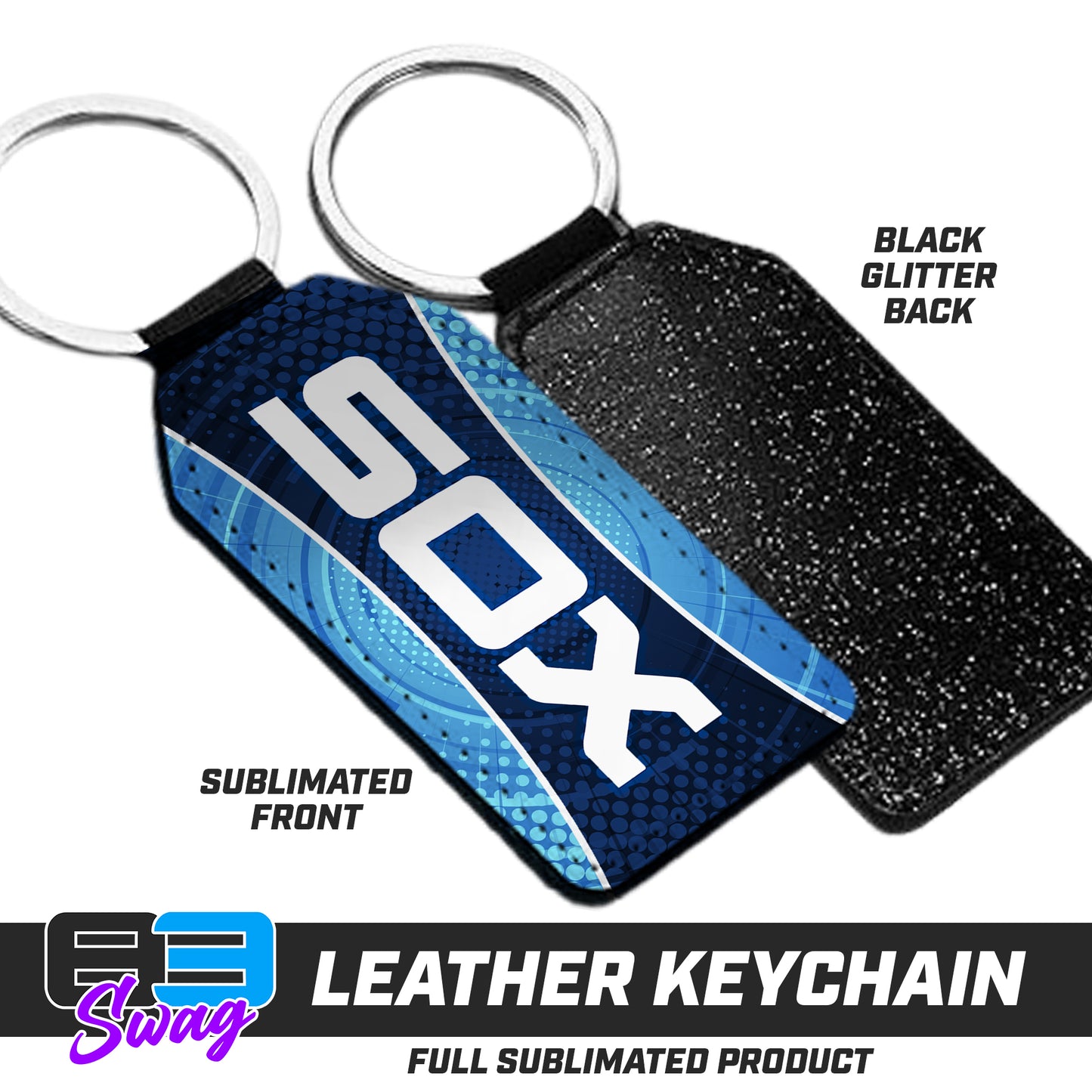 CUSTOM - 3.15" x 1.65" Leather Keychain - East Coast Sox Baseball