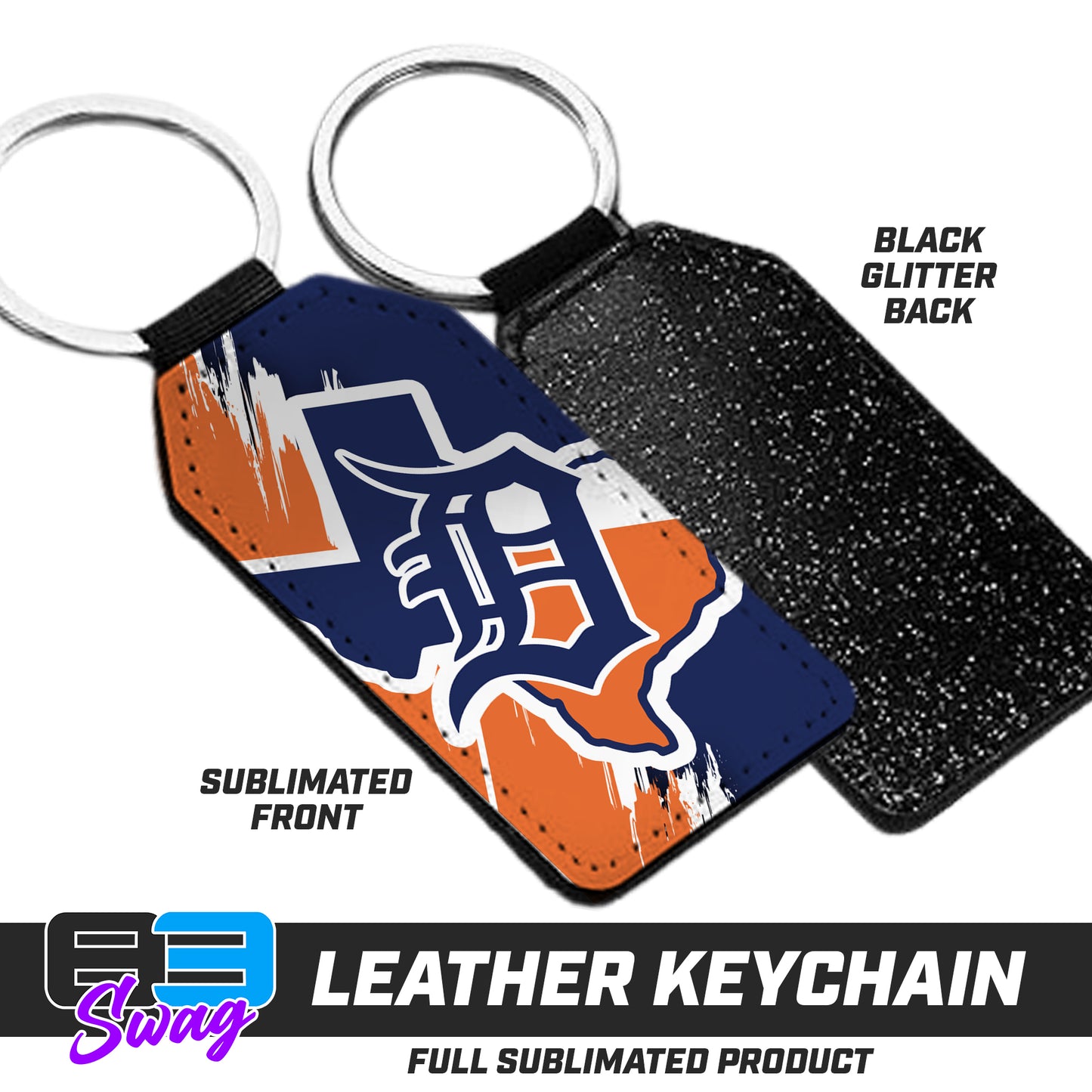 3.15" x 1.65" Leather Keychain - Dallas Tigers Baseball