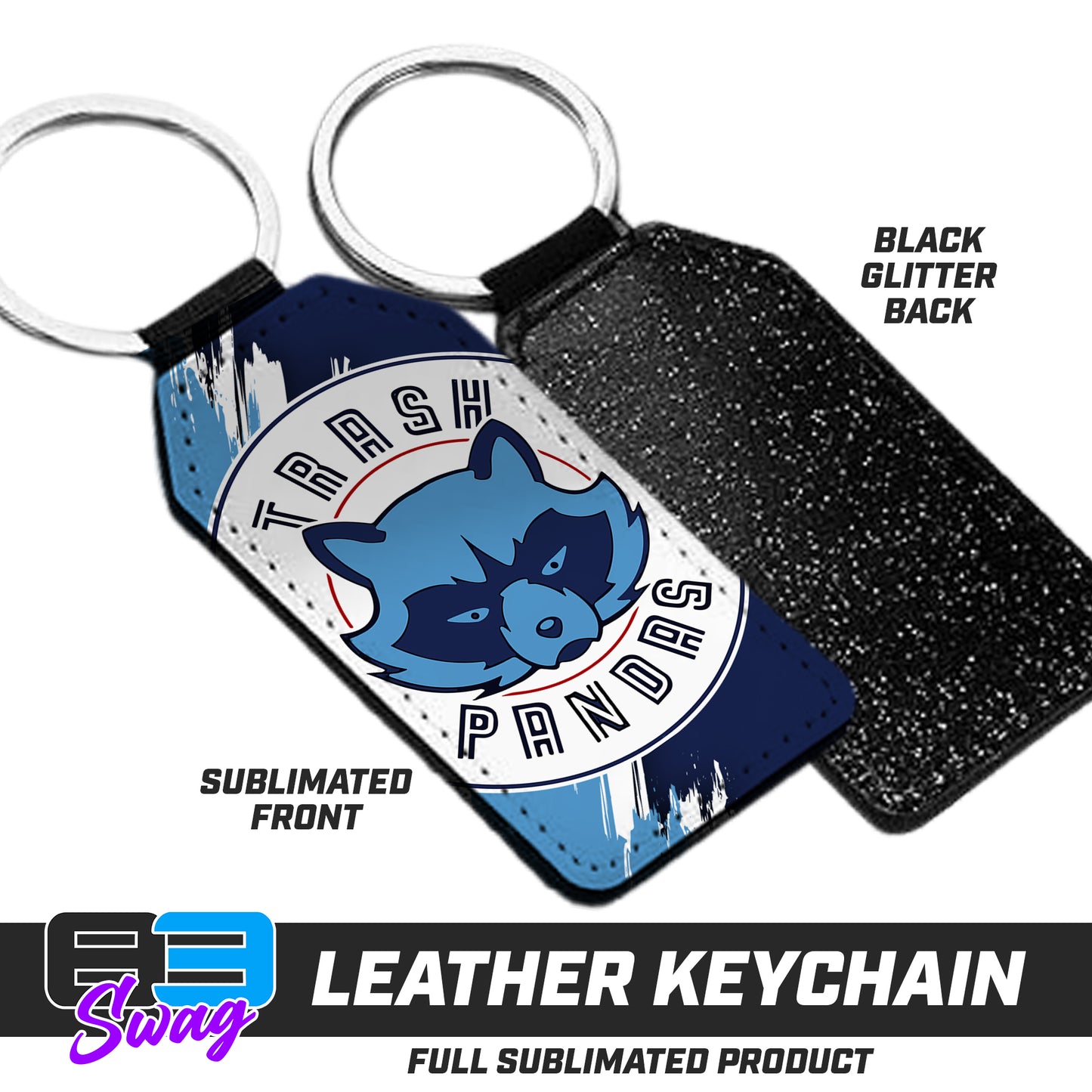 3.15" x 1.65" Leather Keychain - Trash Pandas Softball