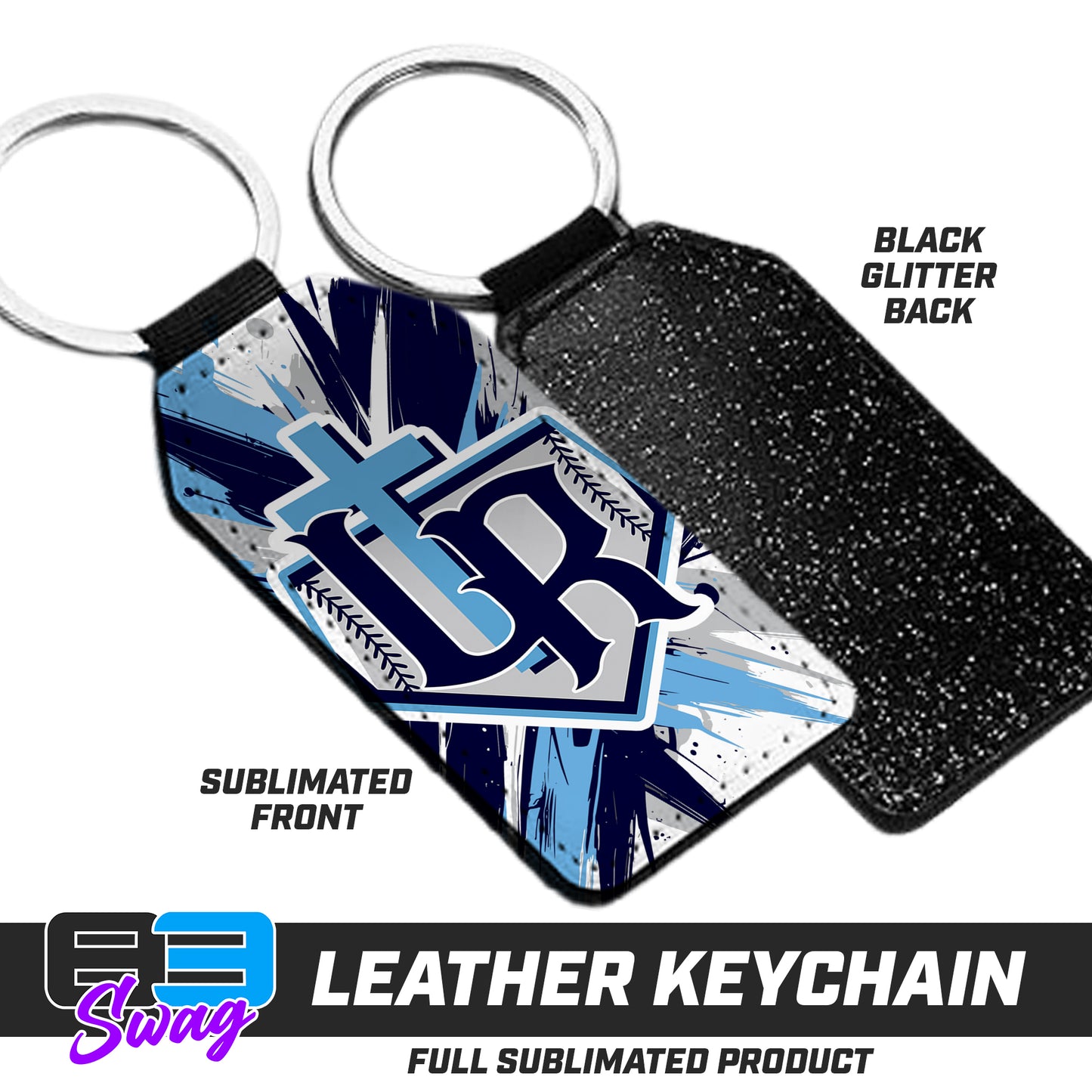 3.15" x 1.65" Leather Keychain - Reign Baseball