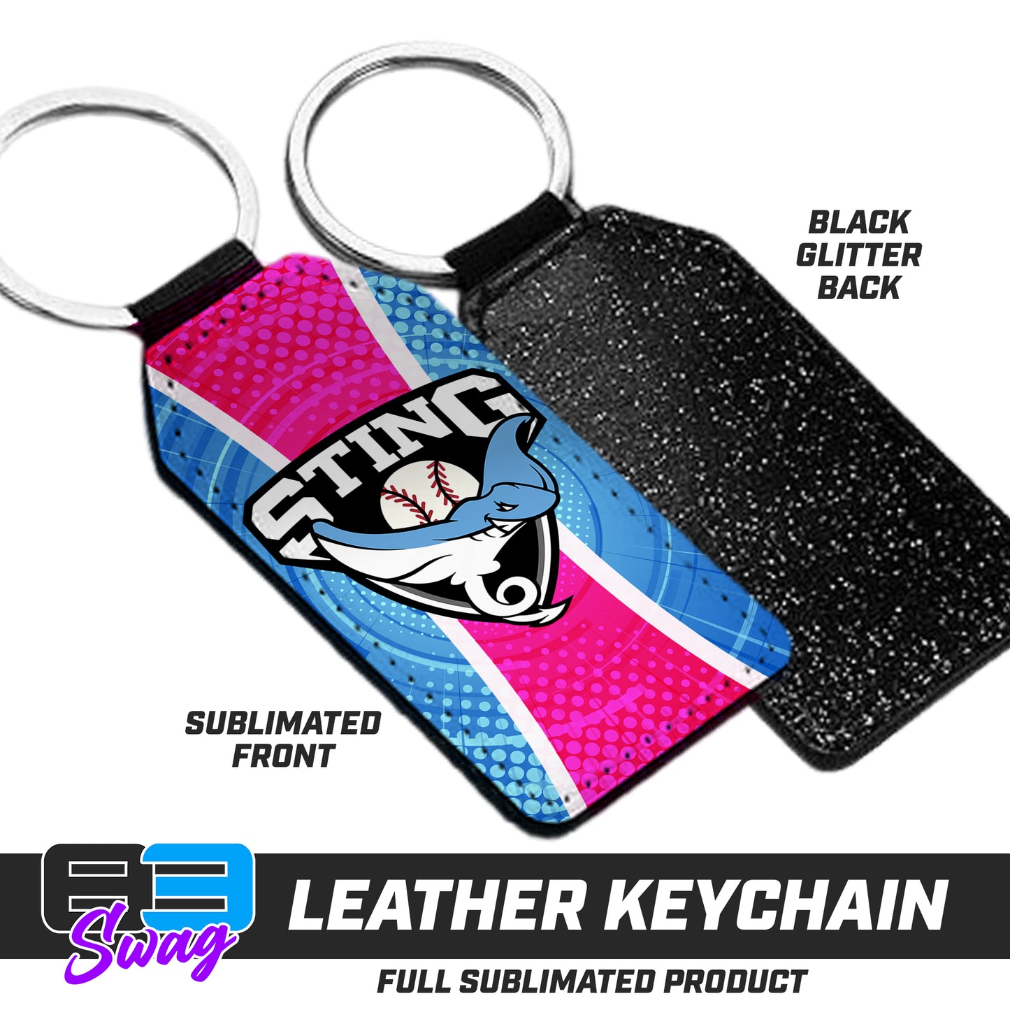 CUSTOM - 3.15" x 1.65" Leather Keychain - Southwest Sting Baseball