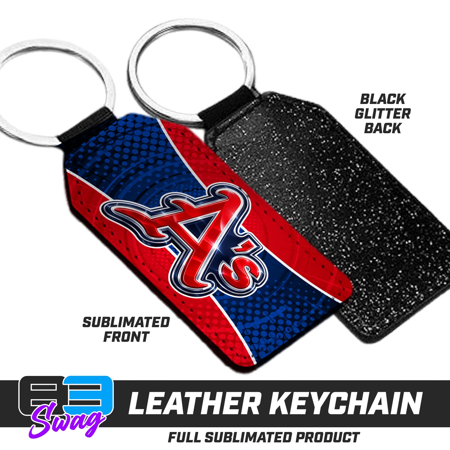 CUSTOM - 3.15" x 1.65" Leather Keychain - Little Rock A's Baseball