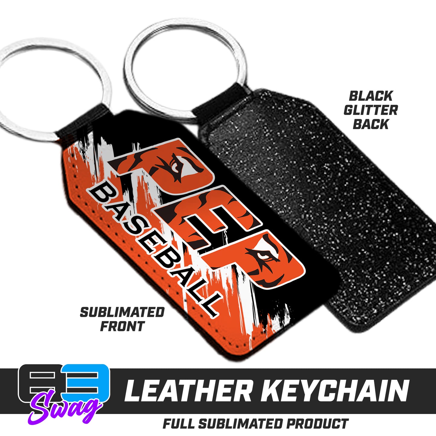 3.15" x 1.65" Leather Keychain - PEP Tigers Baseball