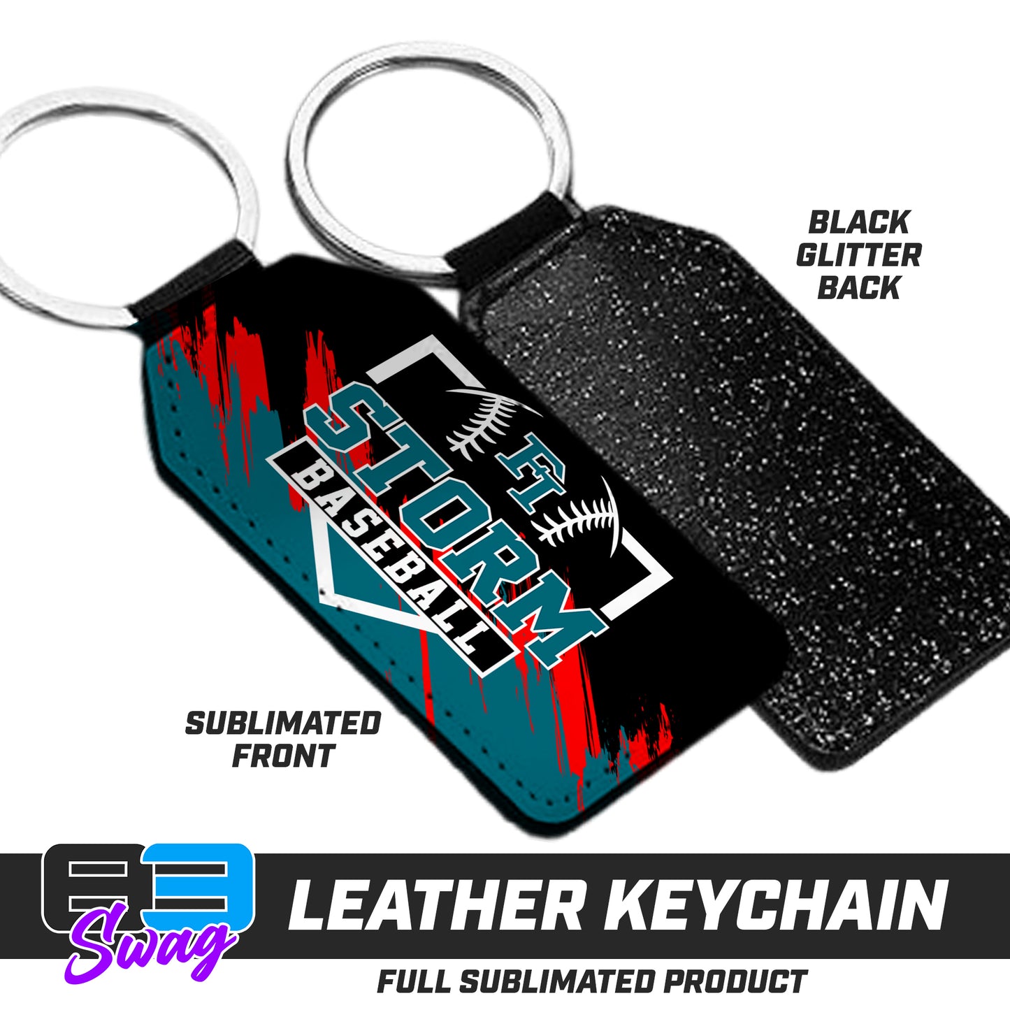 3.15" x 1.65" Leather Keychain - Fleming Island Storm Baseball