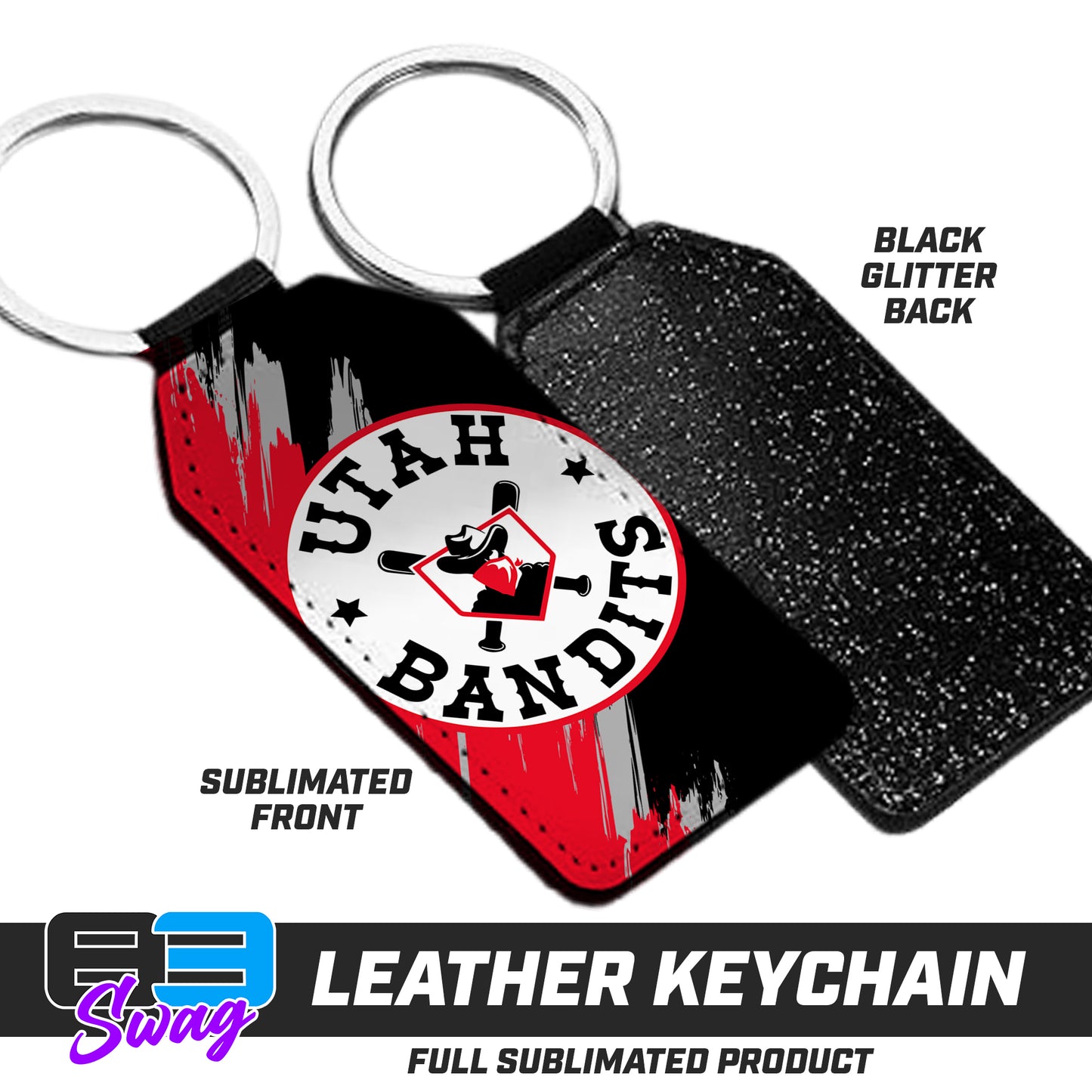 3.15" x 1.65" Leather Keychain - Utah Bandits Baseball