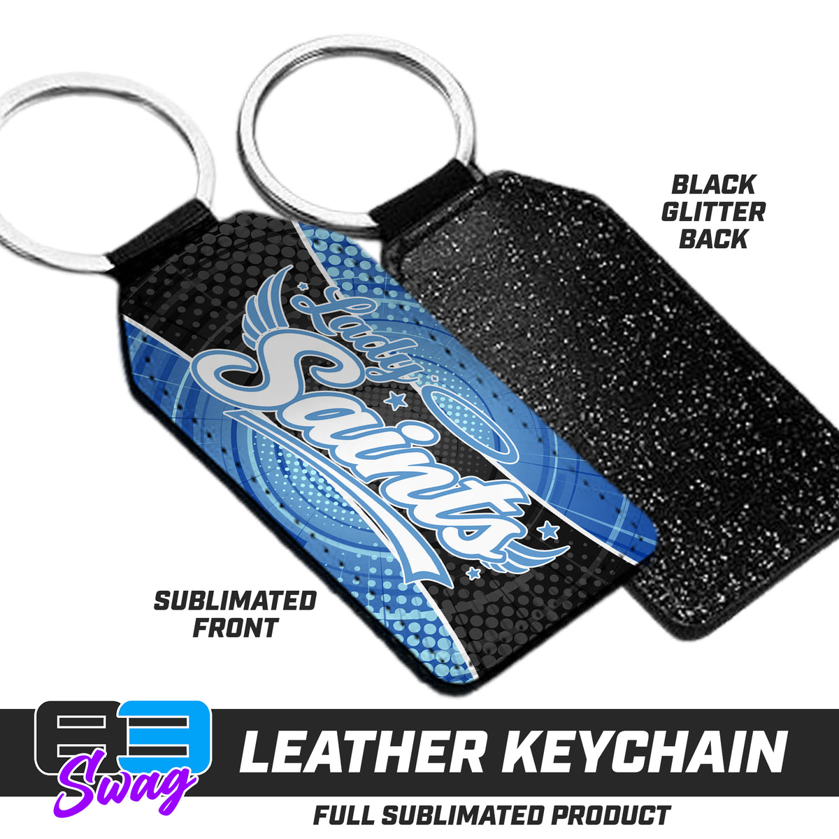 CUSTOM - 3.15" x 1.65" Leather Keychain - Lady Saints Softball