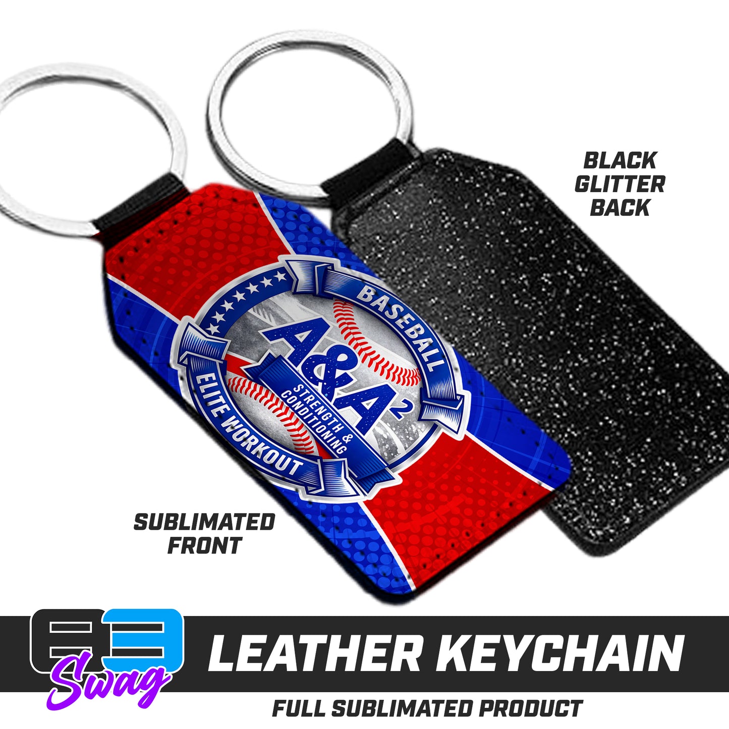CUSTOM - 3.15" x 1.65" Leather Keychain - A&A Baseball Elite