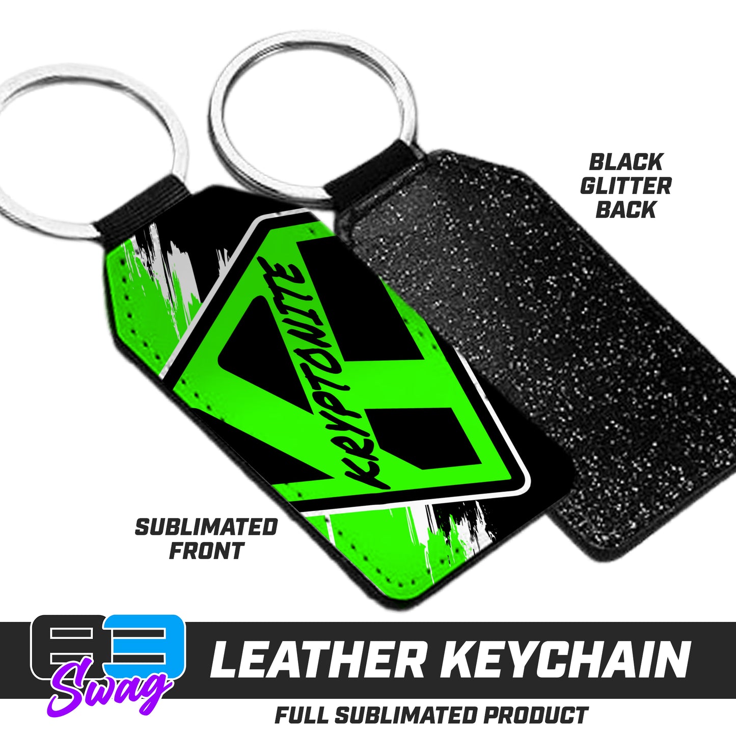 3.15" x 1.65" Leather Keychain - Kryptonite Softball