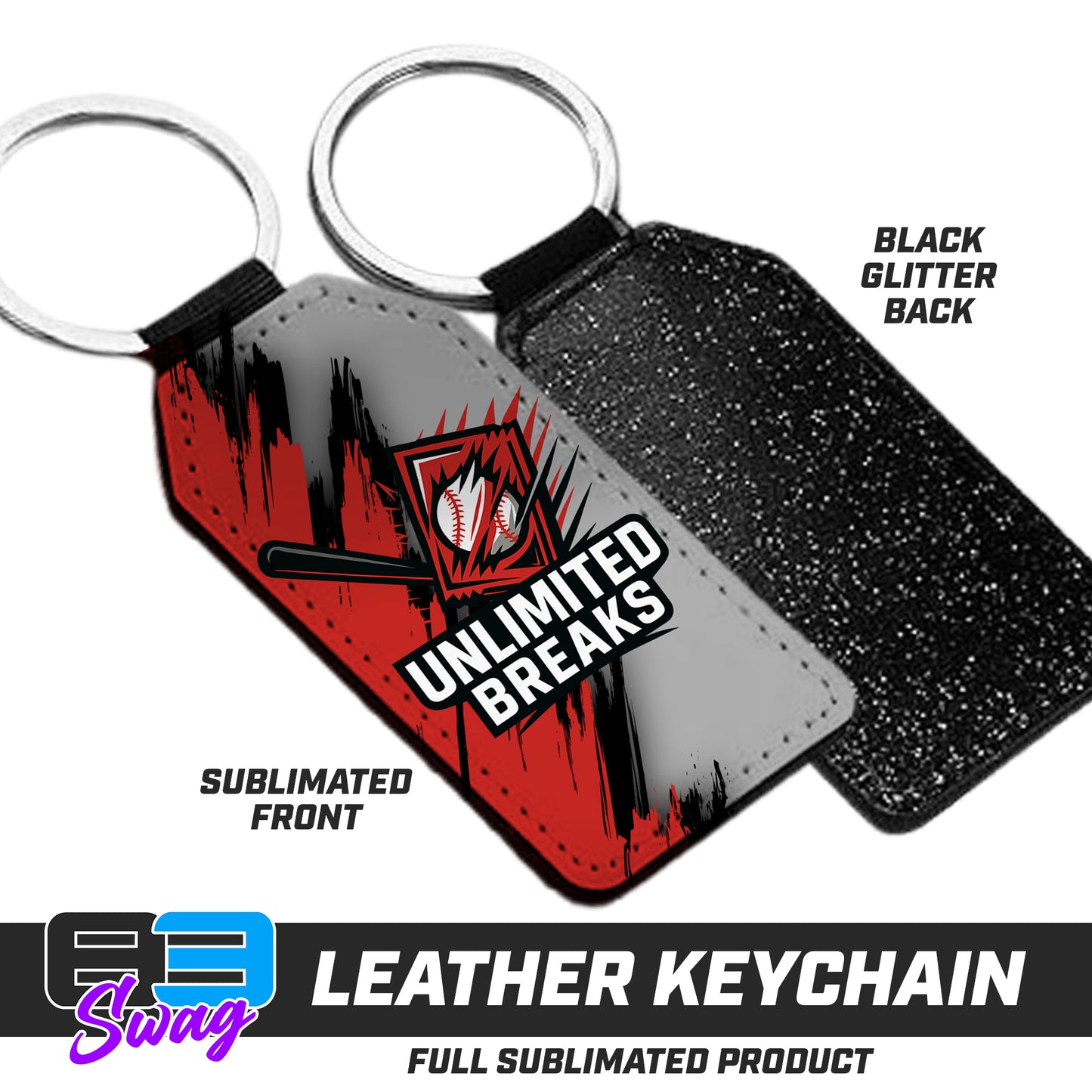 3.15" x 1.65" Leather Keychain - Unlimited Breaks