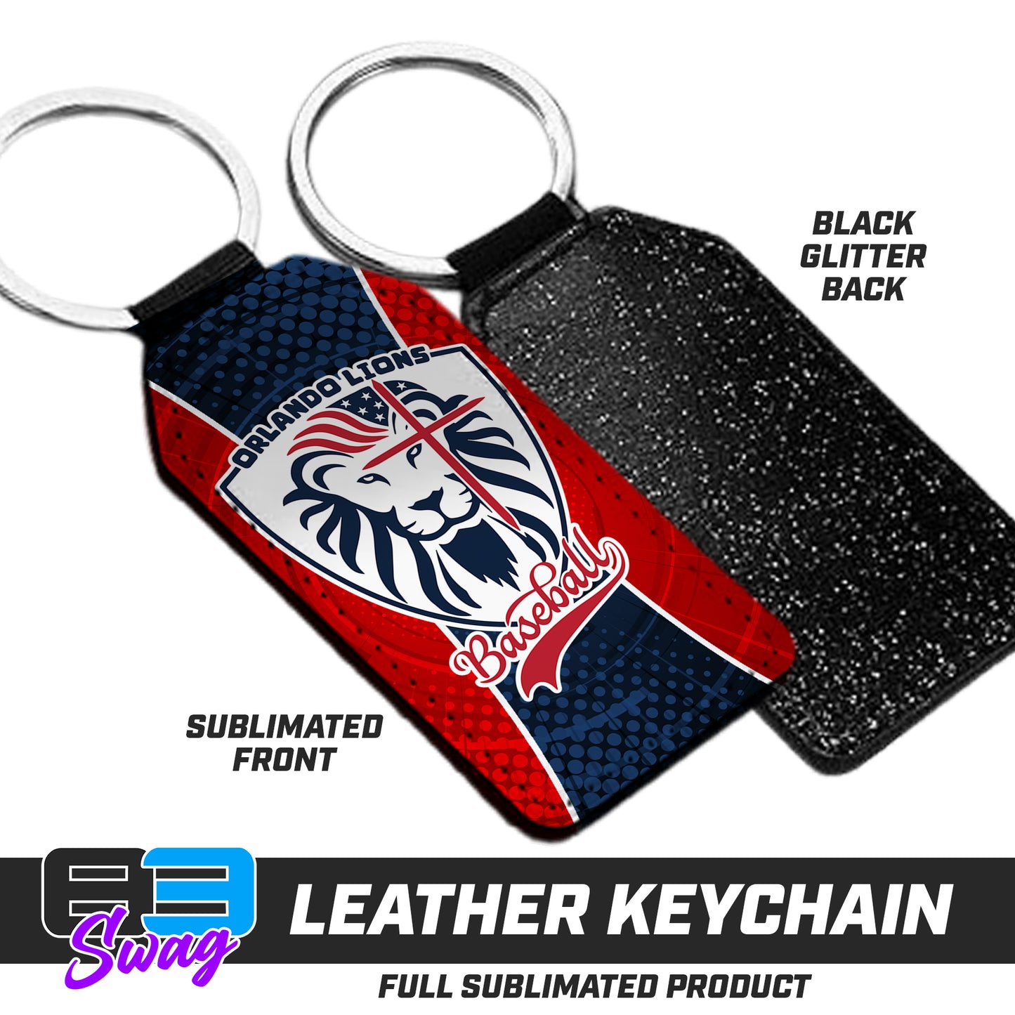 CUSTOM - 3.15" x 1.65" Leather Keychain - Orlando Lions Baseball