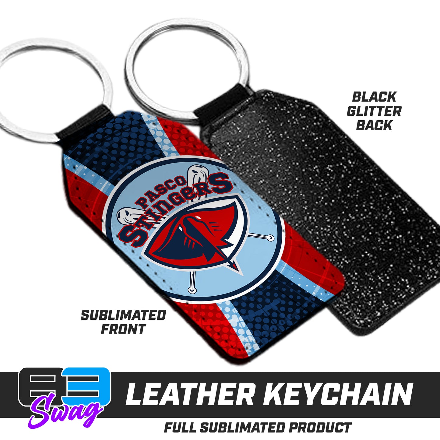 CUSTOM - 3.15" x 1.65" Leather Keychain - Pasco Stingers Baseball