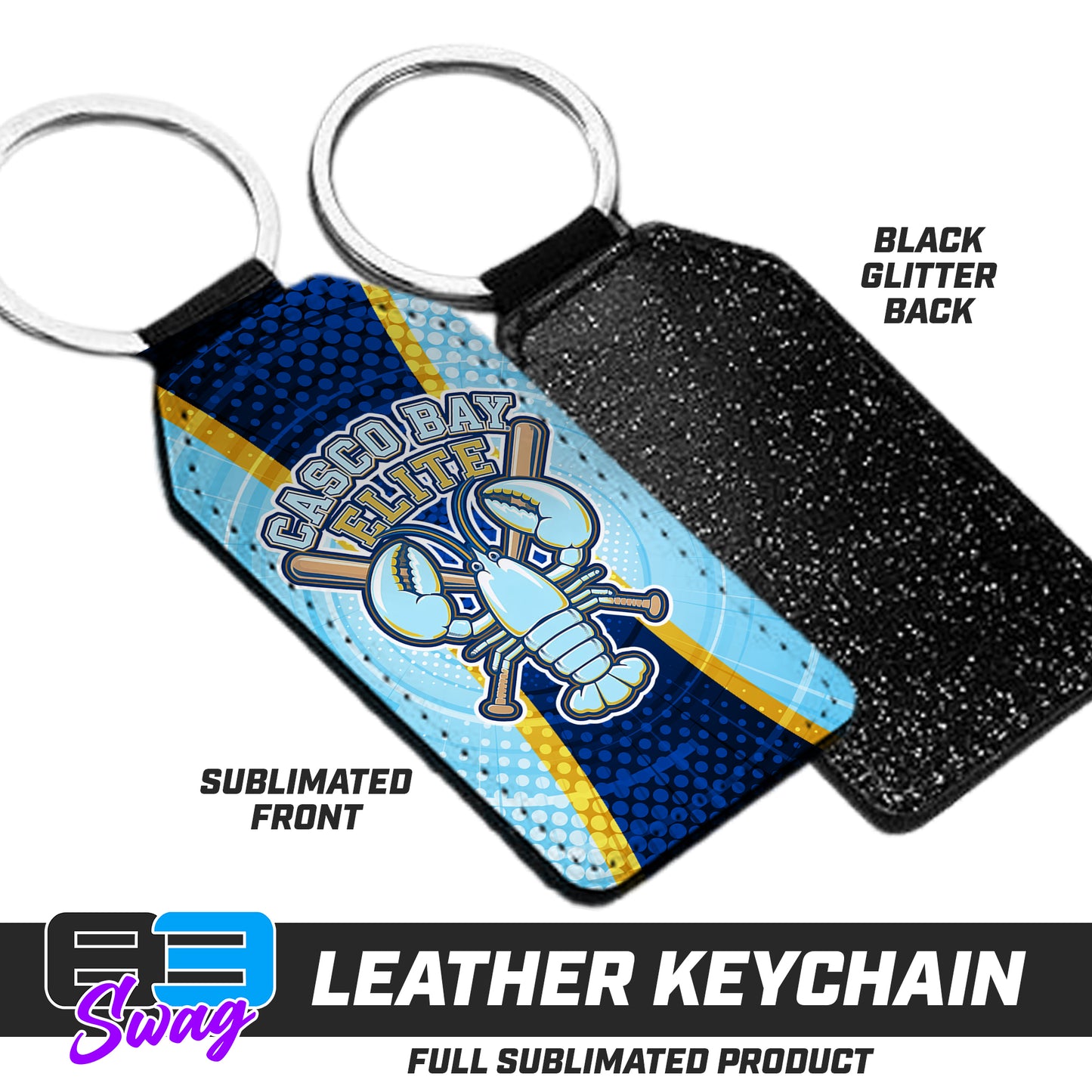 CUSTOM - 3.15" x 1.65" Leather Keychain - Casco Bay Elite Baseball