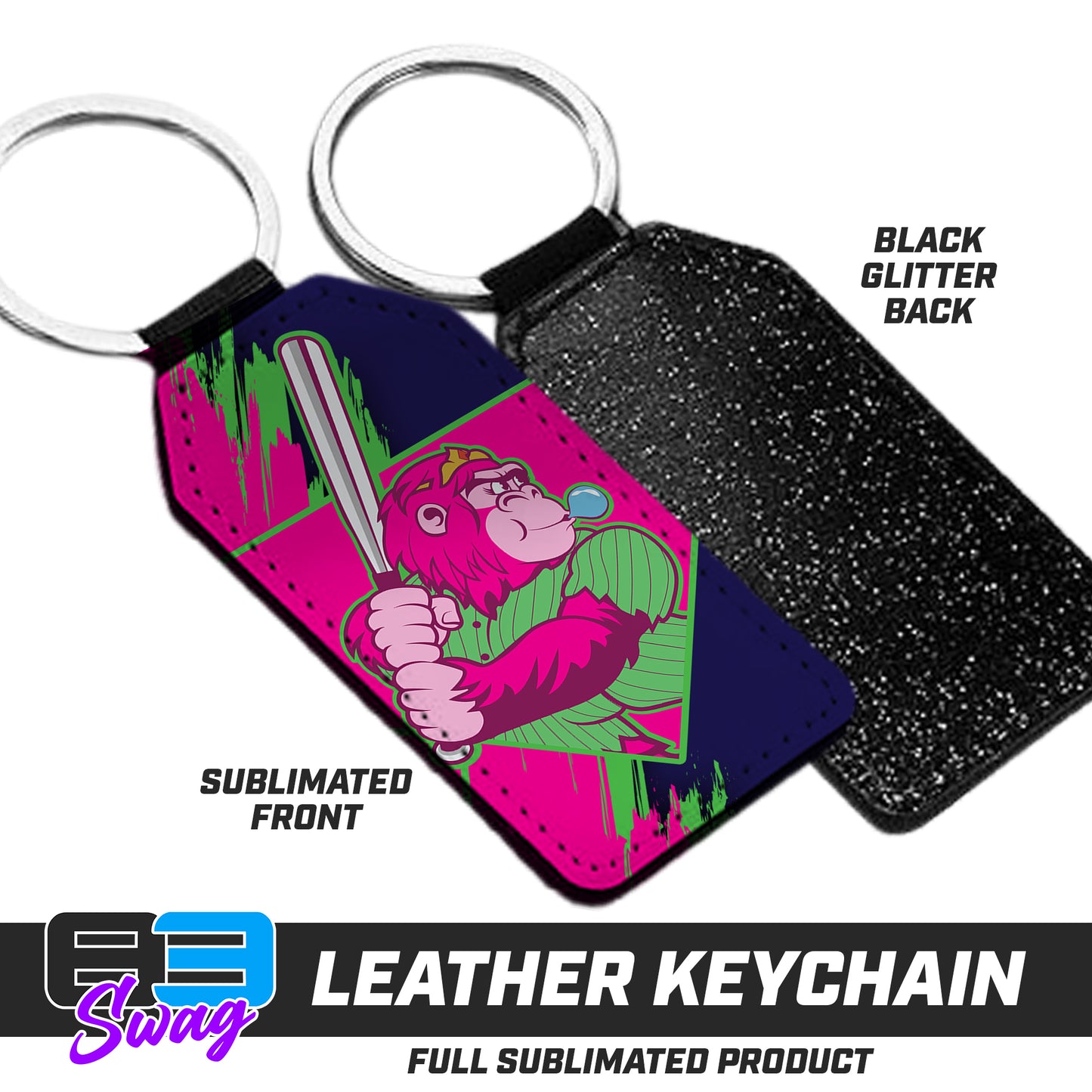 3.15" x 1.65" Leather Keychain - Orlando Gorilla Queens Softball