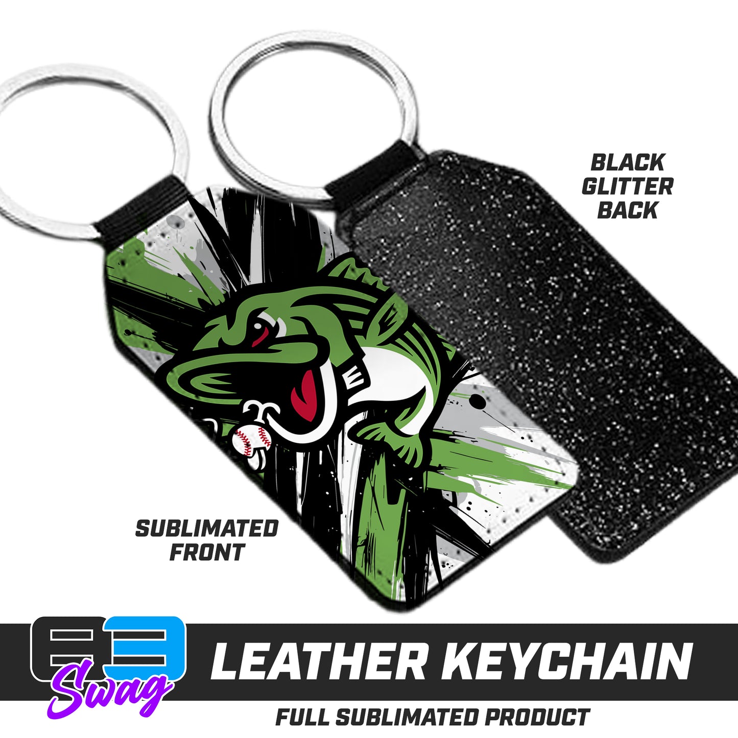 CUSTOM - 3.15" x 1.65" Leather Keychain - RBA Stripers Baseball