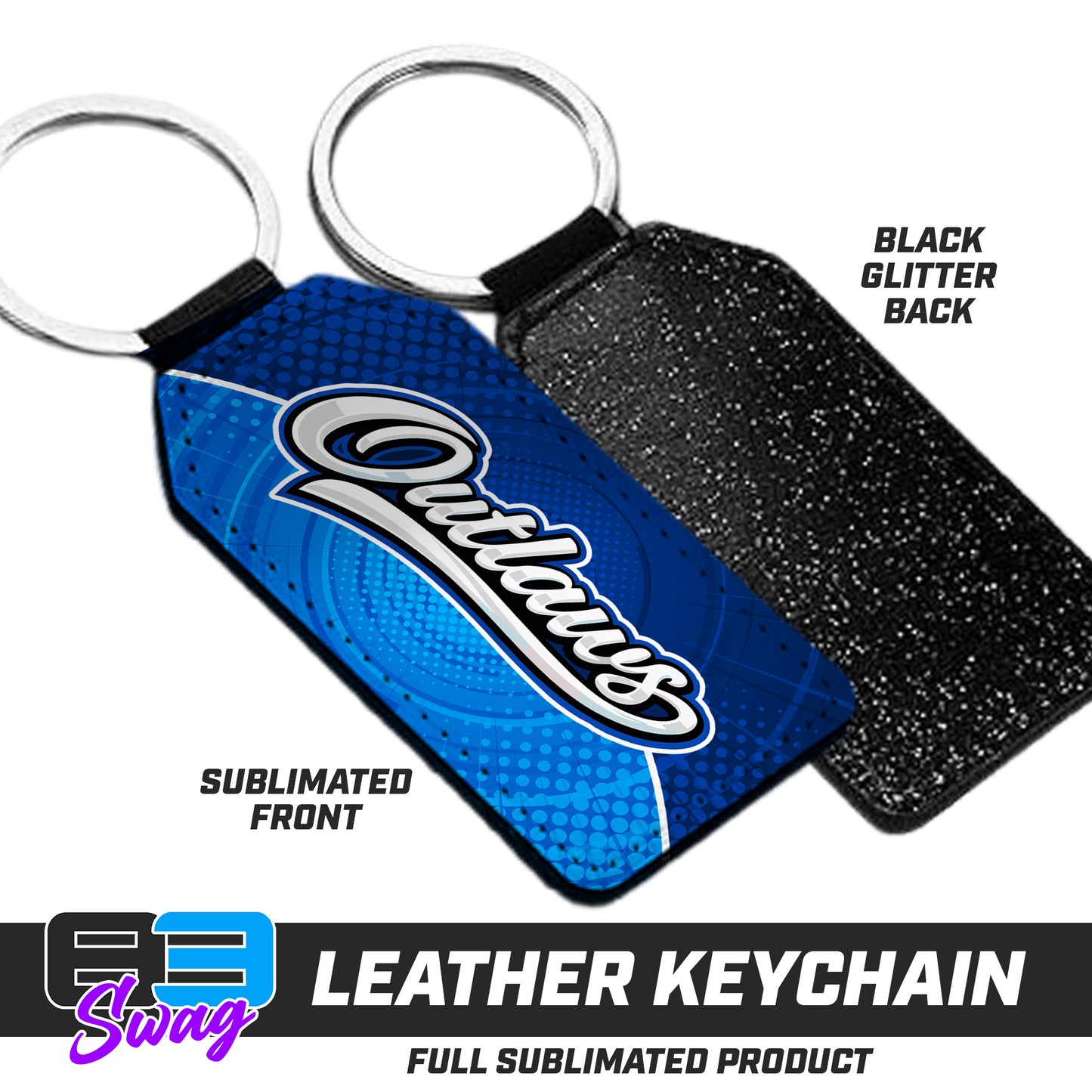 CUSTOM - 3.15" x 1.65" Leather Keychain - LBK Outlaws Baseball