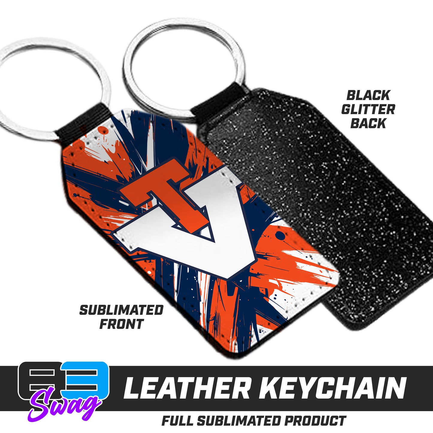 3.15" x 1.65" Leather Keychain - Team Virginia Baseball