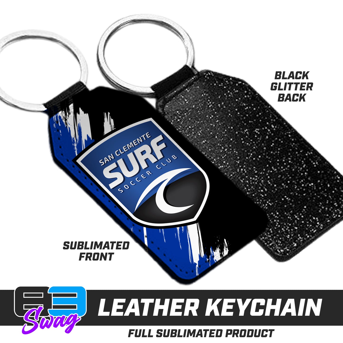 3.15" x 1.65" Leather Keychain - San Clemente Surf Soccer Club