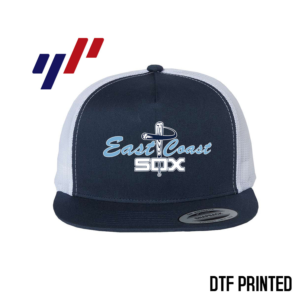 Yupoong 6006 Adult 5-Panel Classic Trucker Hat - DTF PRINTED - East Coast Sox Baseball