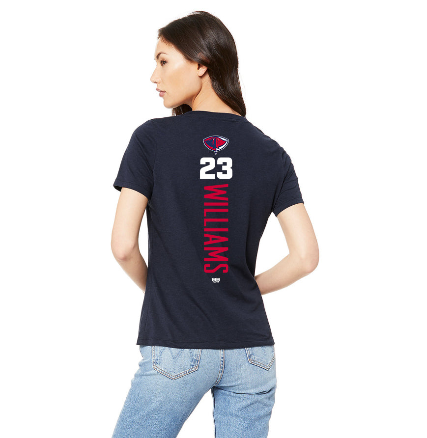 Bella + Canvas 6415 Ladies' Relaxed Triblend V-Neck T-Shirt - Pasco Stingers Baseball