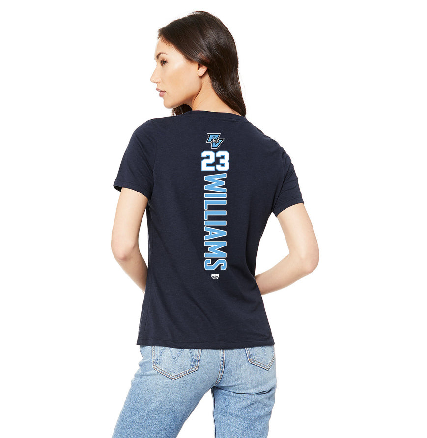 Bella + Canvas 6415 Ladies' Relaxed Triblend V-Neck T-Shirt - PVAA Sharks Baseball