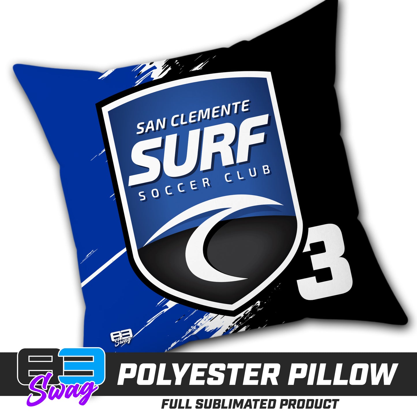 Double Sided Polyester Square Pillow - San Clemente Surf Soccer Club