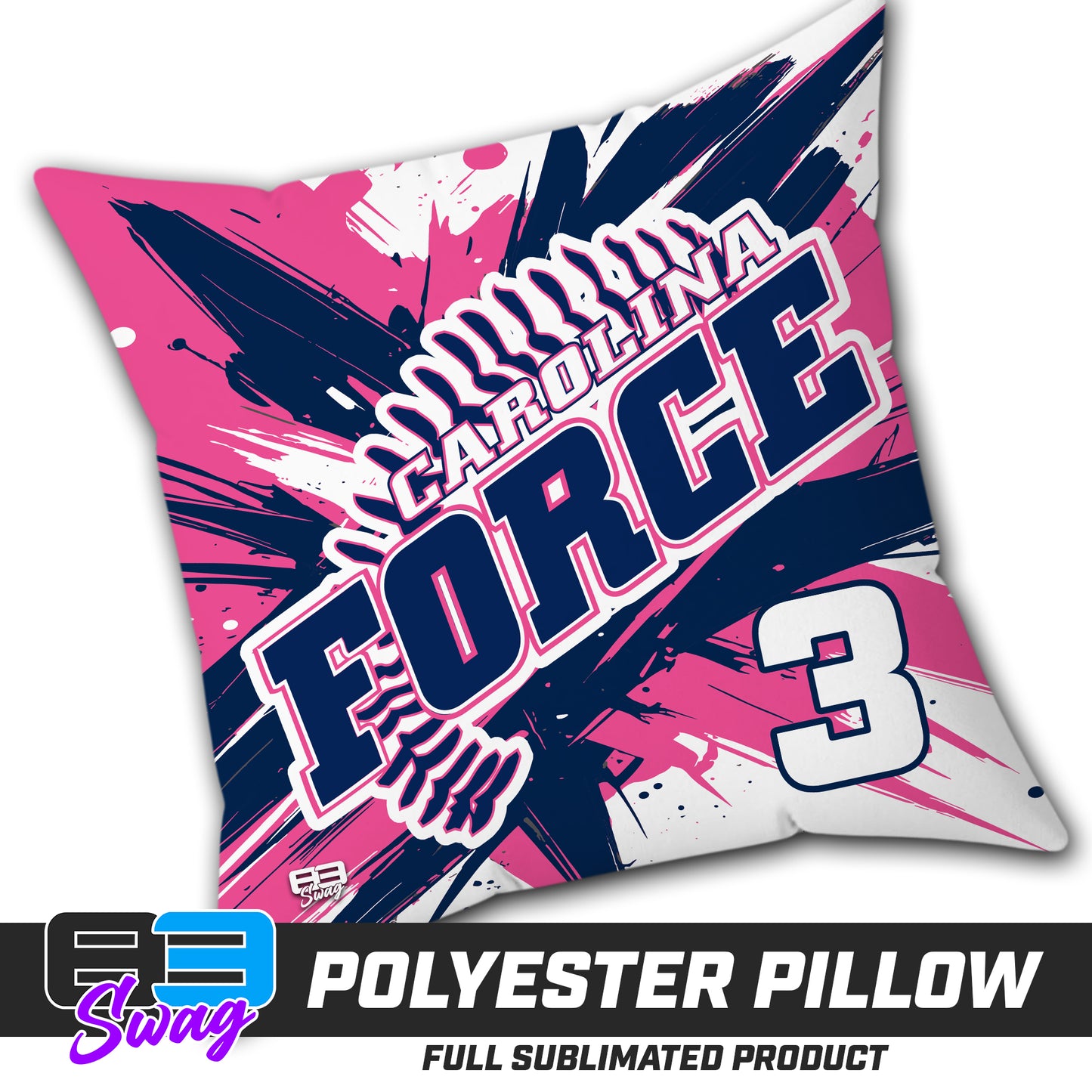 Double Sided Polyester Square Pillow - Carolina Force Softball
