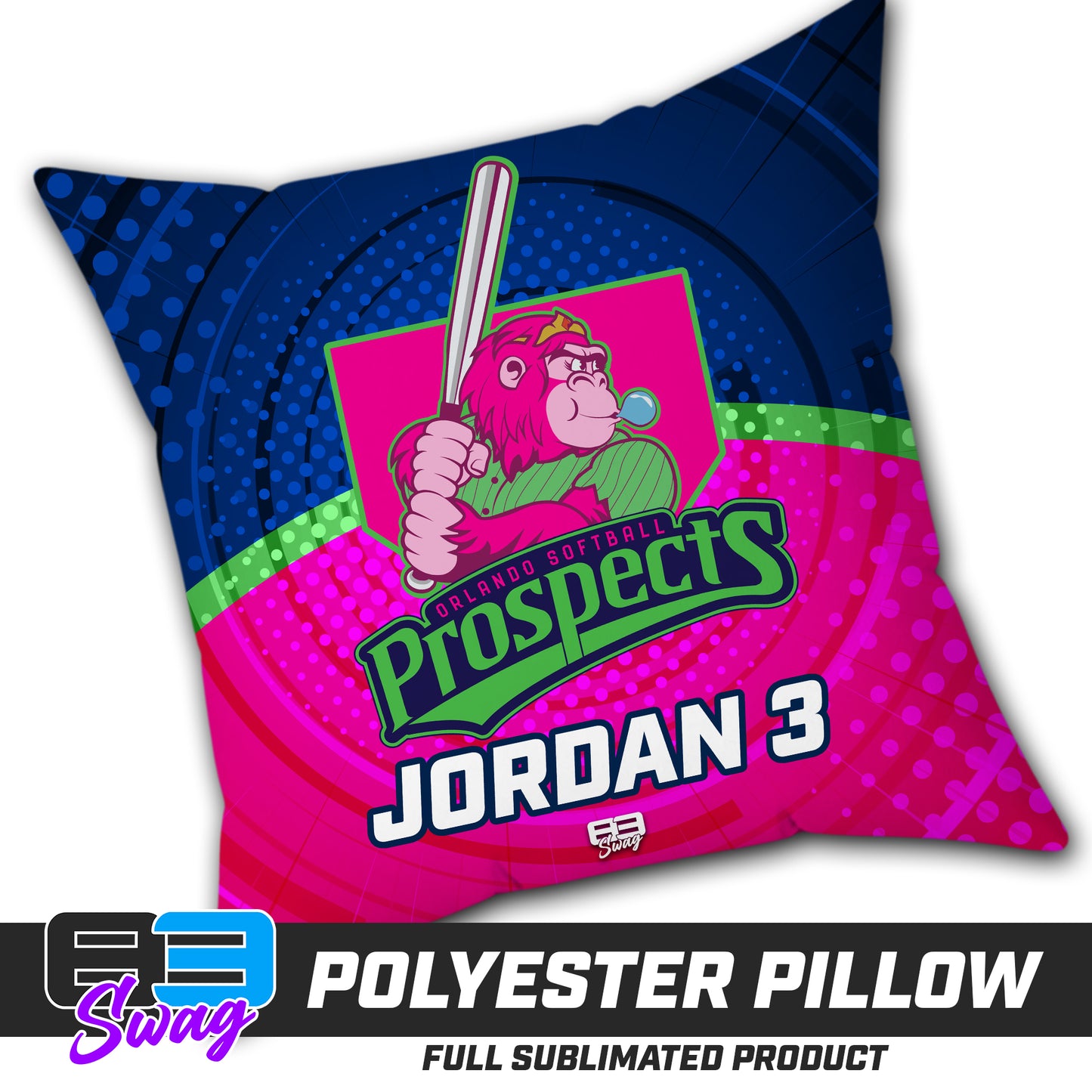 CUSTOM - Double Sided Polyester Square Pillow - OSP Gorilla Queens Softball