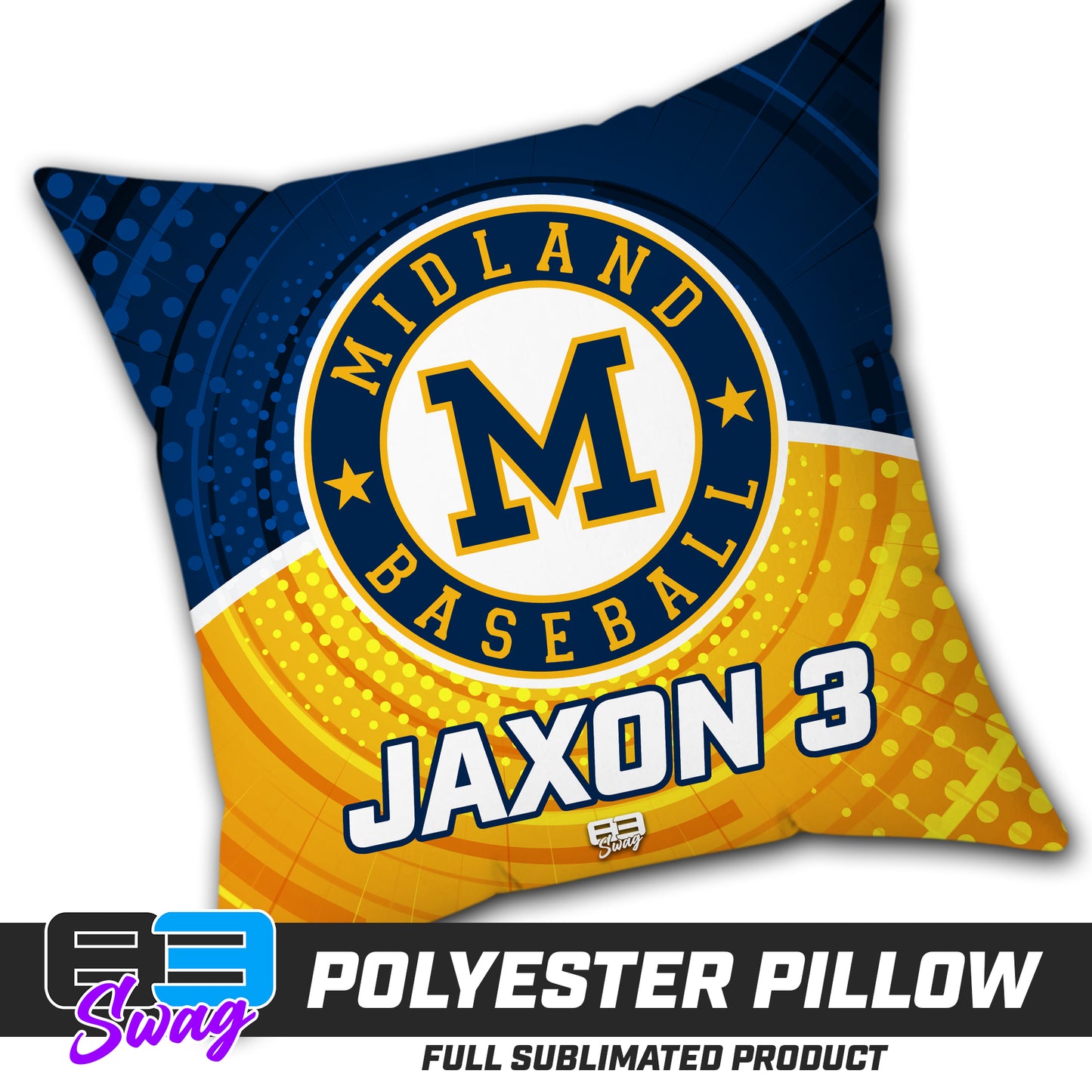 CUSTOM - Double Sided Polyester Square Pillow - Midland Baseball
