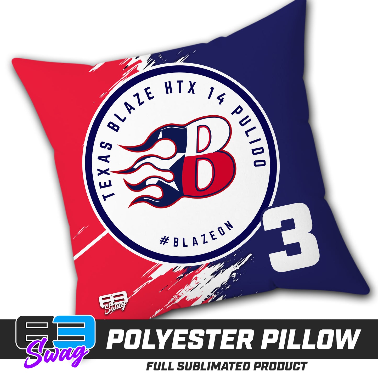 Double Sided Polyester Square Pillow - Texas Blaze Softball