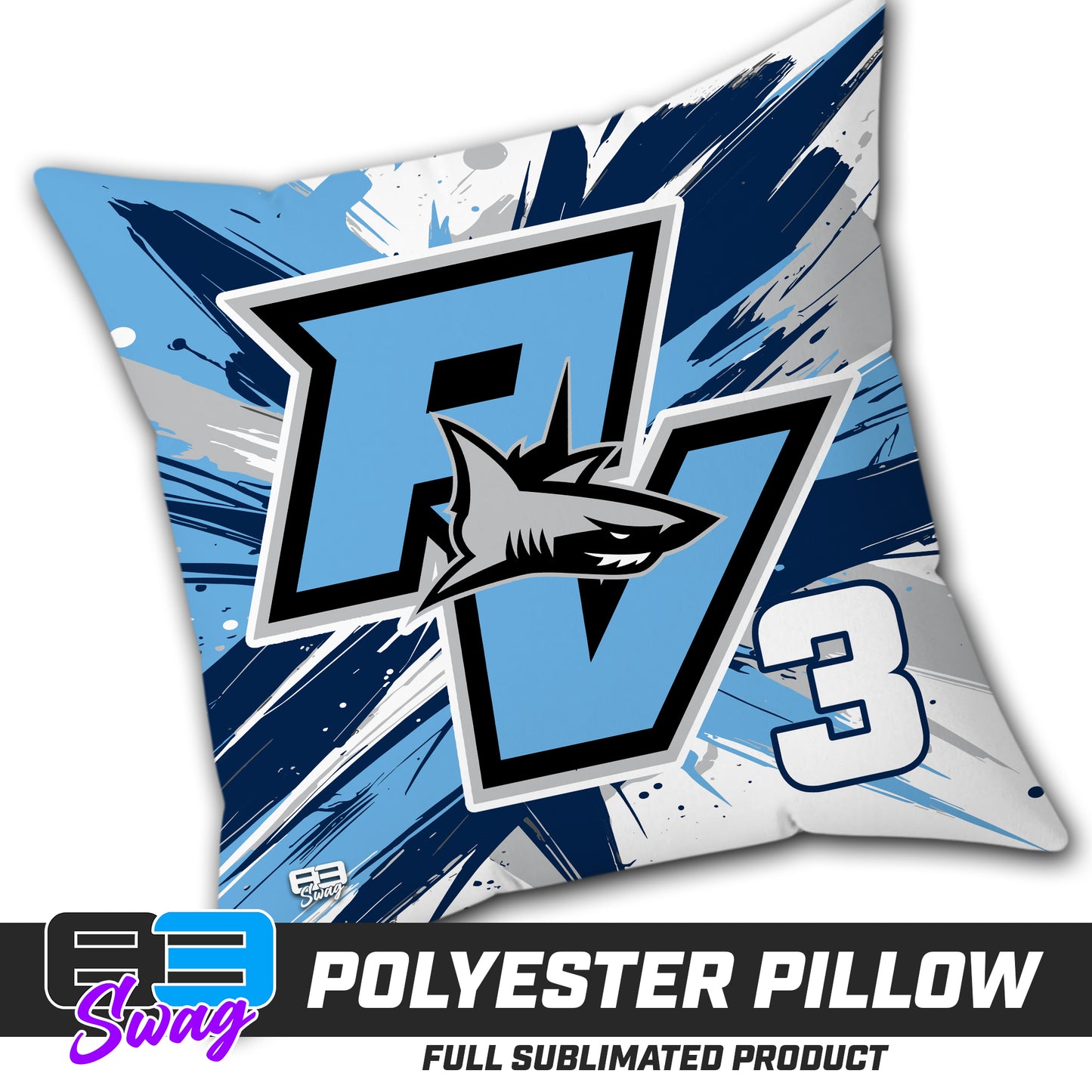 Double Sided Polyester Square Pillow - Ponte Vedra Sharks Baseball 2026 Version