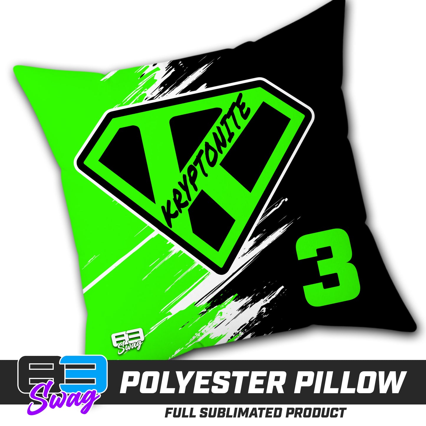 Double Sided Polyester Square Pillow - Kryptonite Softball