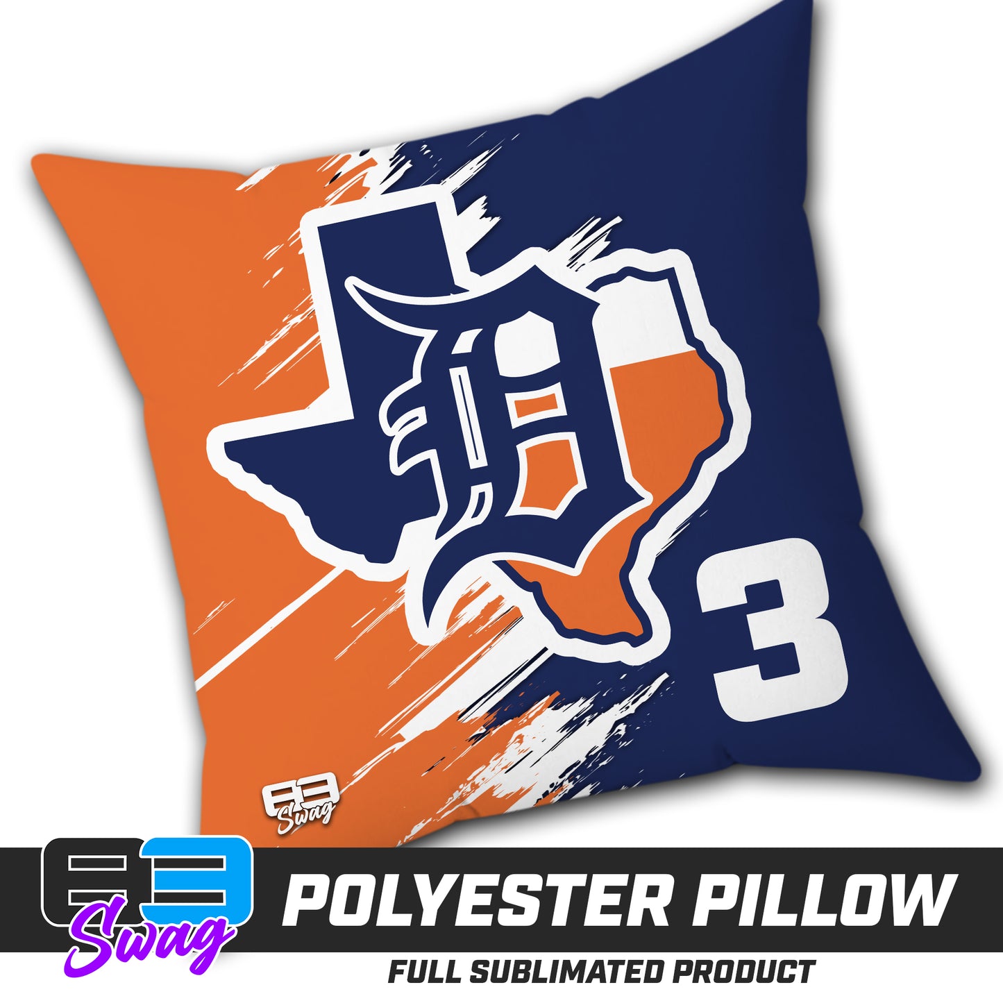 Double Sided Polyester Square Pillow - Dallas Tigers Baseball
