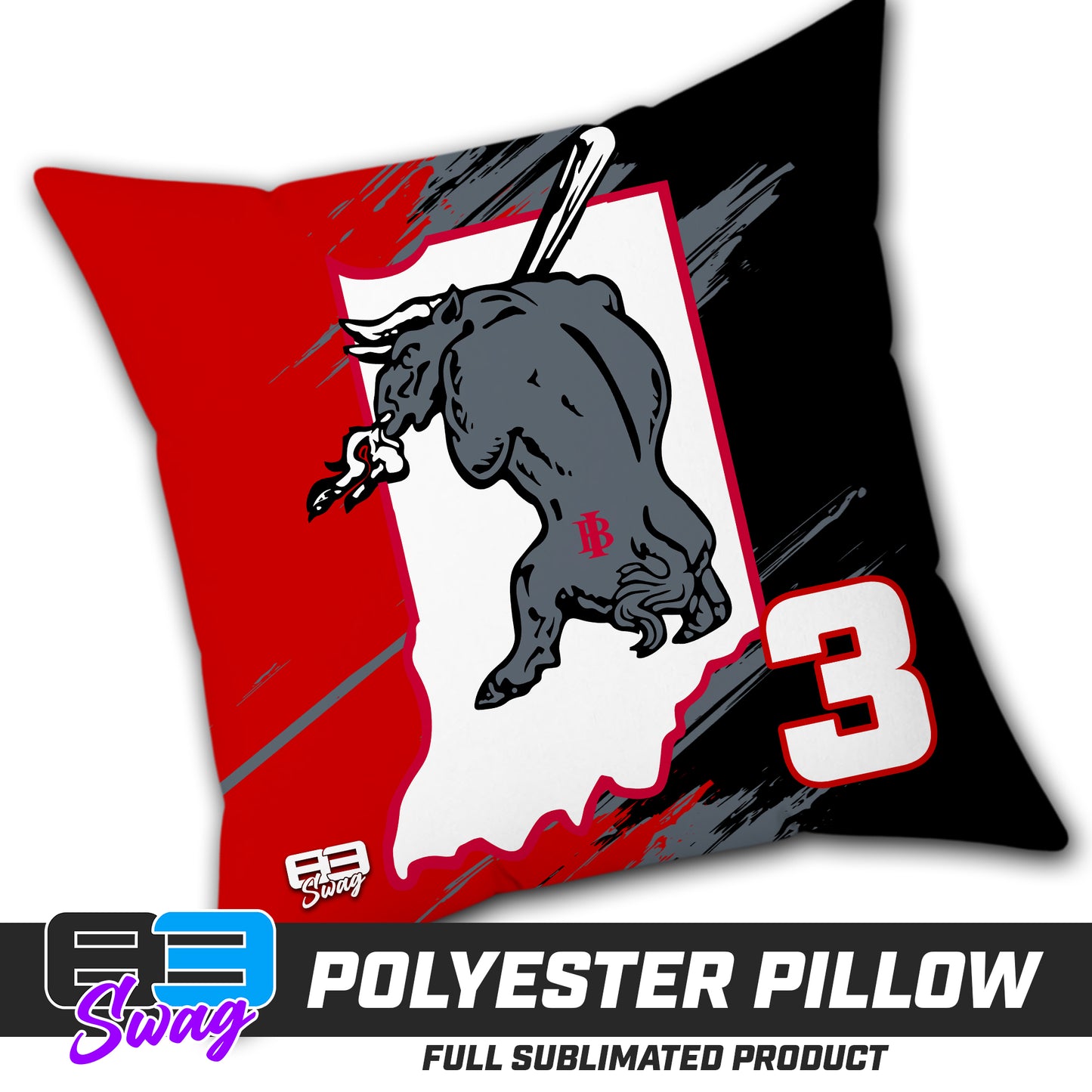 Double Sided Polyester Square Pillow - Indiana Bulls Baseball