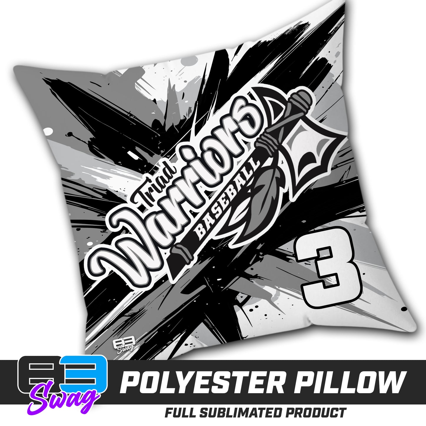 Double Sided Polyester Square Pillow - Triad Warriors Baseball