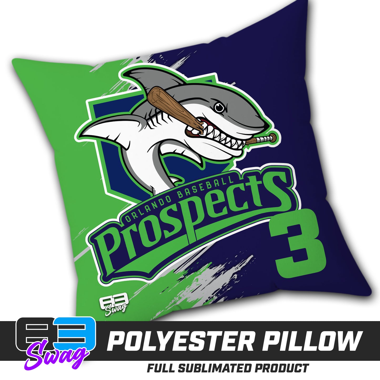 Double Sided Polyester Square Pillow - Orlando Baseball Prospects - Land Sharks