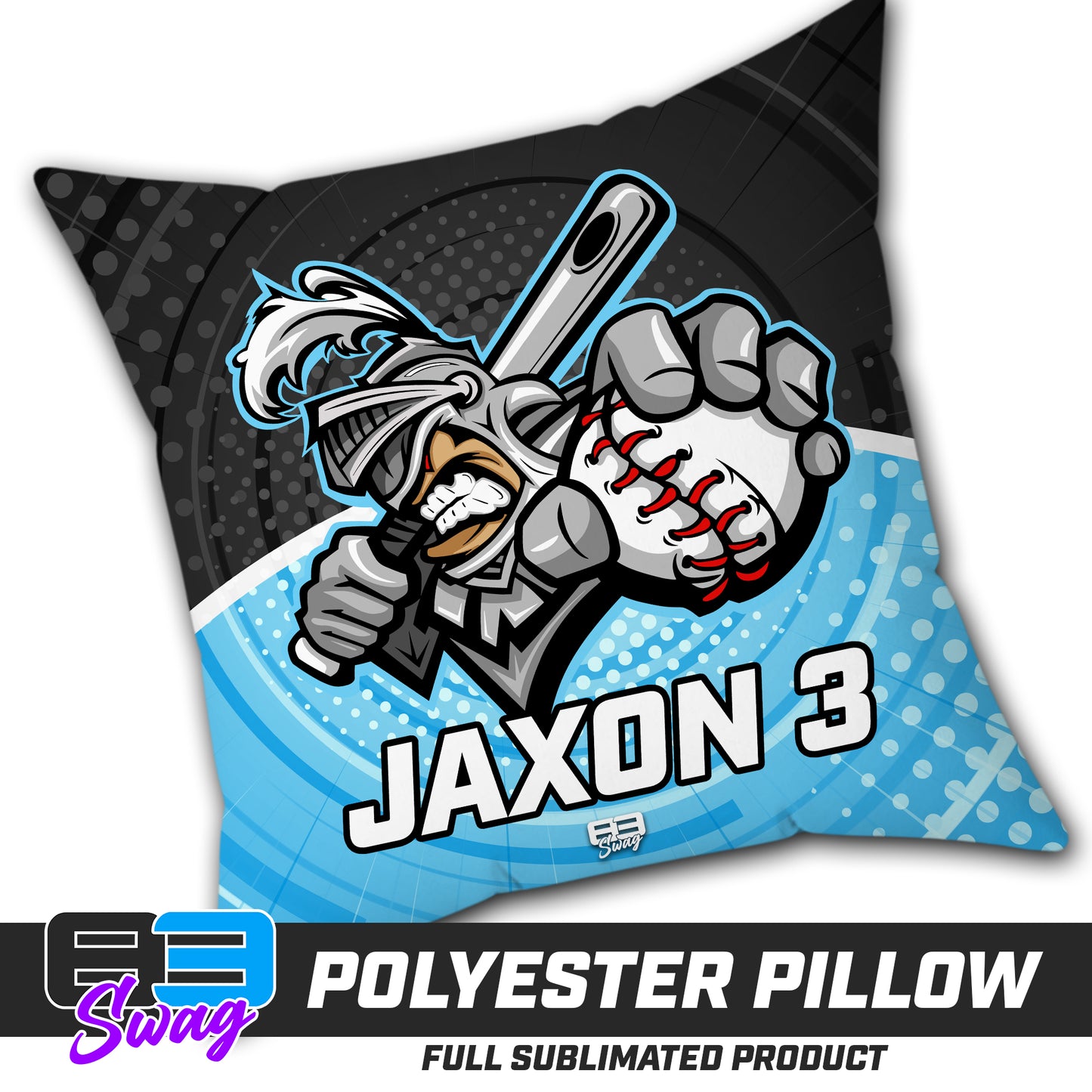 CUSTOM - Double Sided Polyester Square Pillow - Knights Baseball