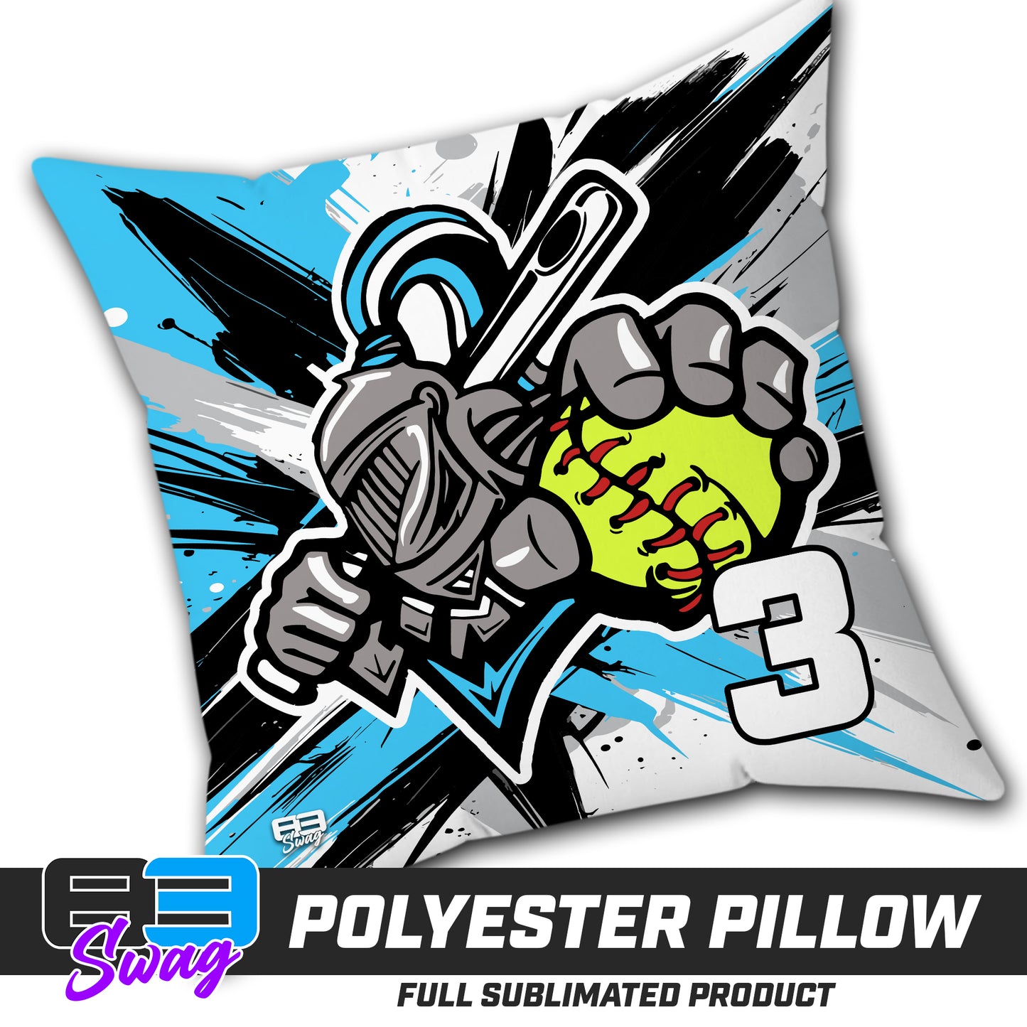 Double Sided Polyester Square Pillow - Knights Softball